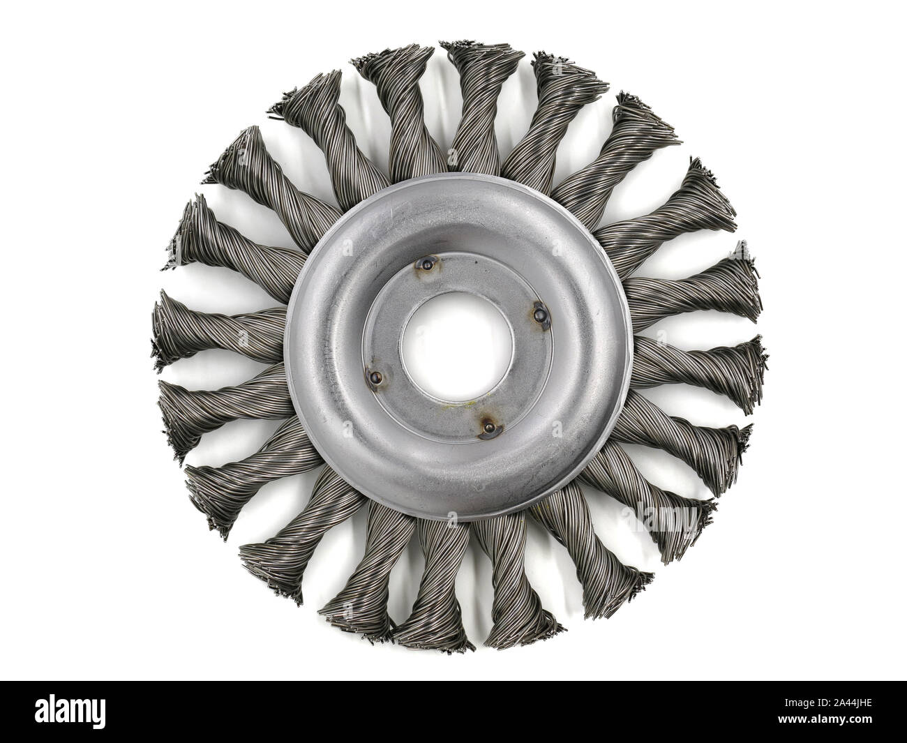 metal brush for angle grinder isolated on white background Stock Photo