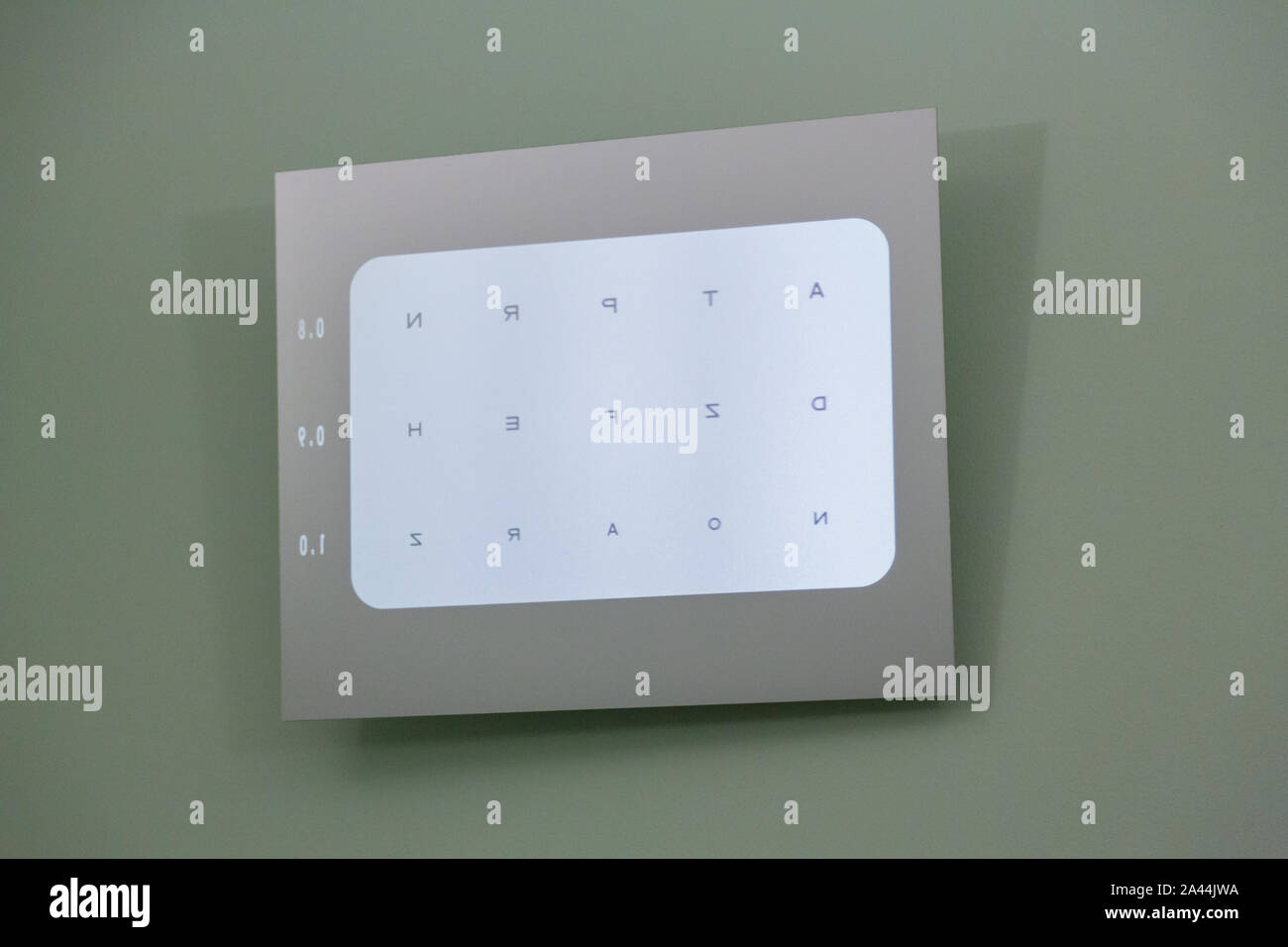 Alphabets chart at eyesight inspection Stock Photo