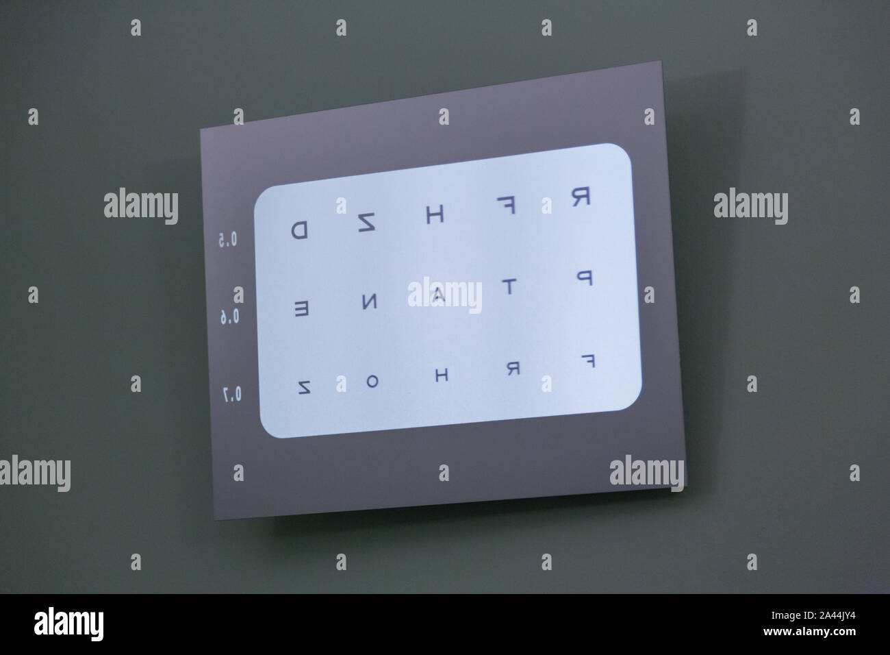 Alphabets chart at eyesight inspection Stock Photo