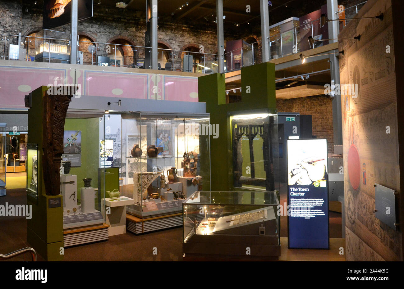 Exhibition of medieval artefacts inside Colchester Castle Museum ...