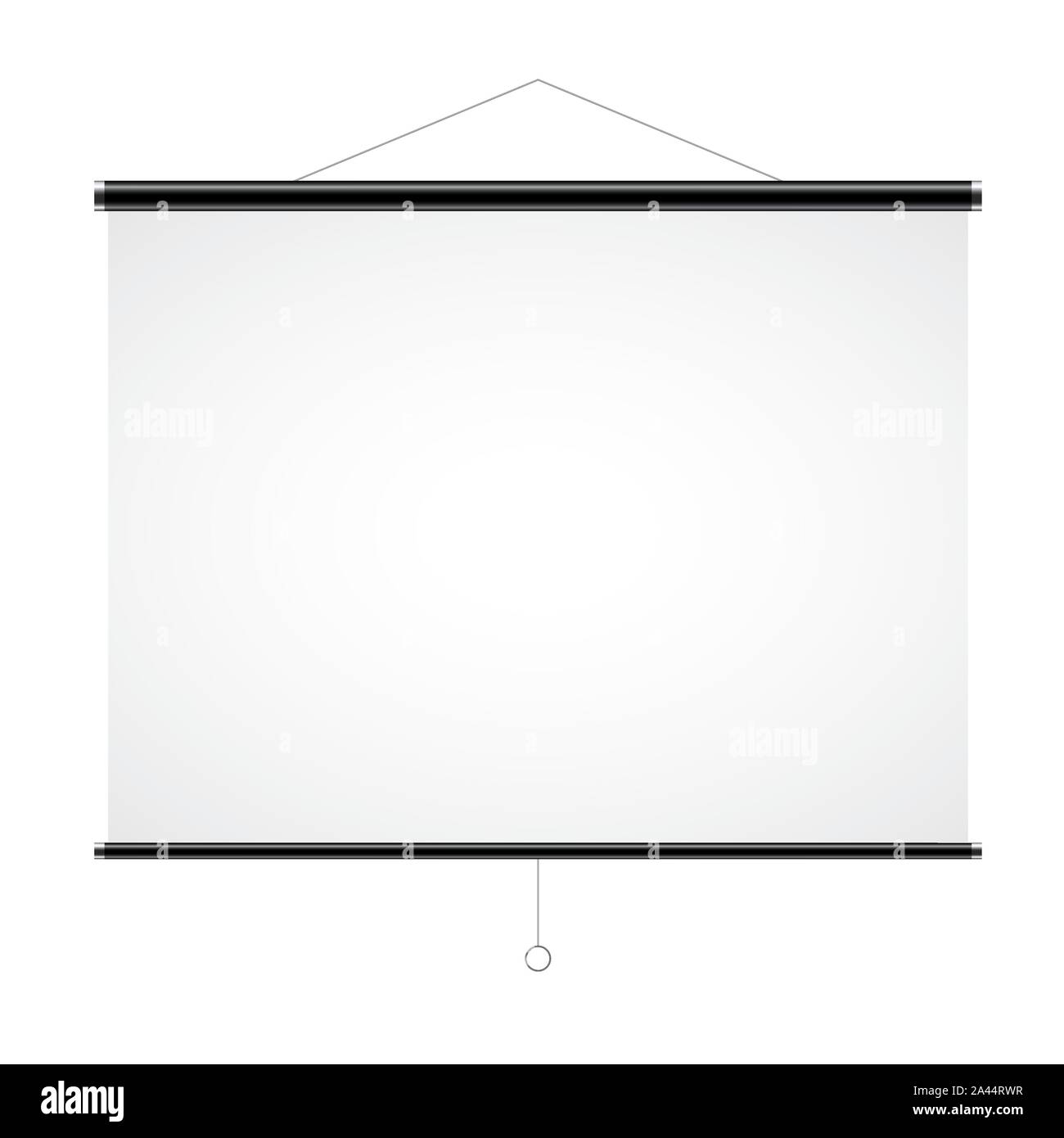 Realistic illustration of blank white projection screen with space for