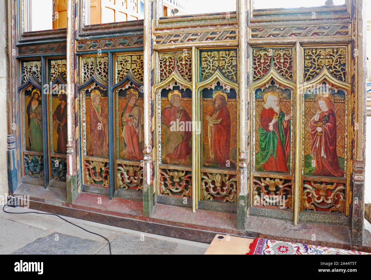 A view of the north side chancel screen in the parish Church of St Mary at Worstead, Norfolk, England, United Kingdom, Europe. Stock Photo