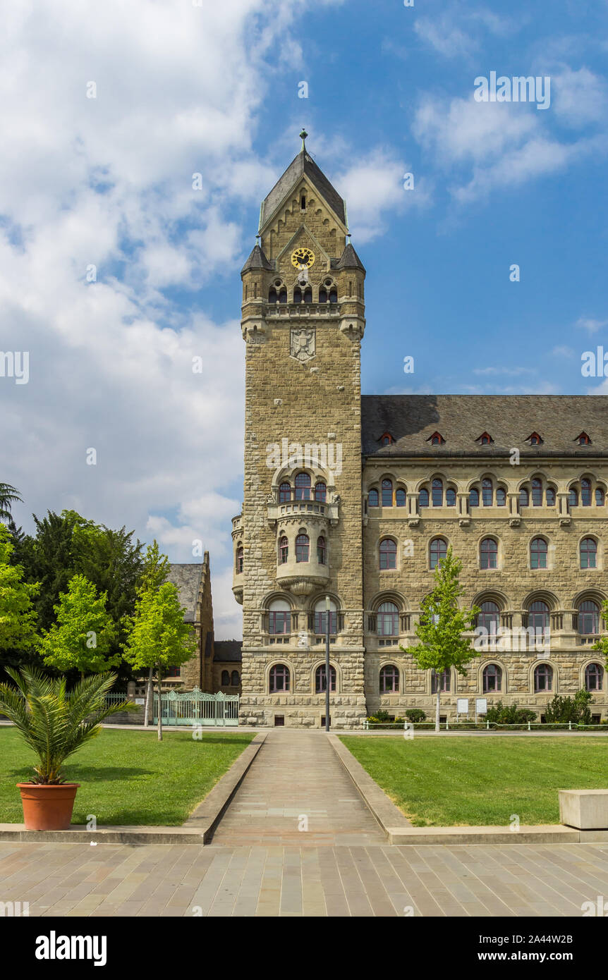Tower and garden of the Oberlandesgericht building in Koblenz, Germany Stock Photo Alamy