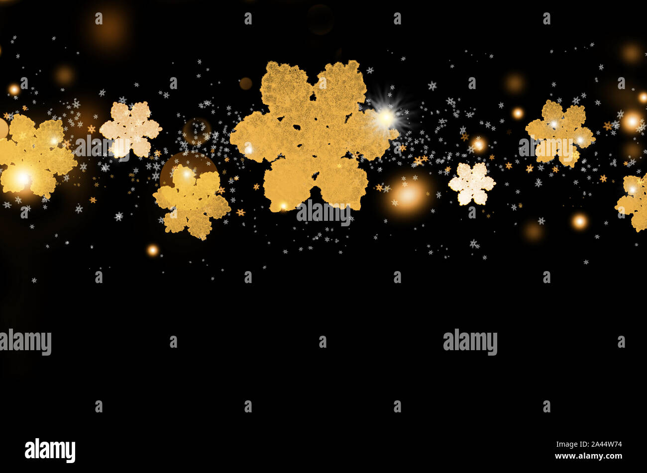 Christmas background with golden glitter snowflakes on black Stock ...