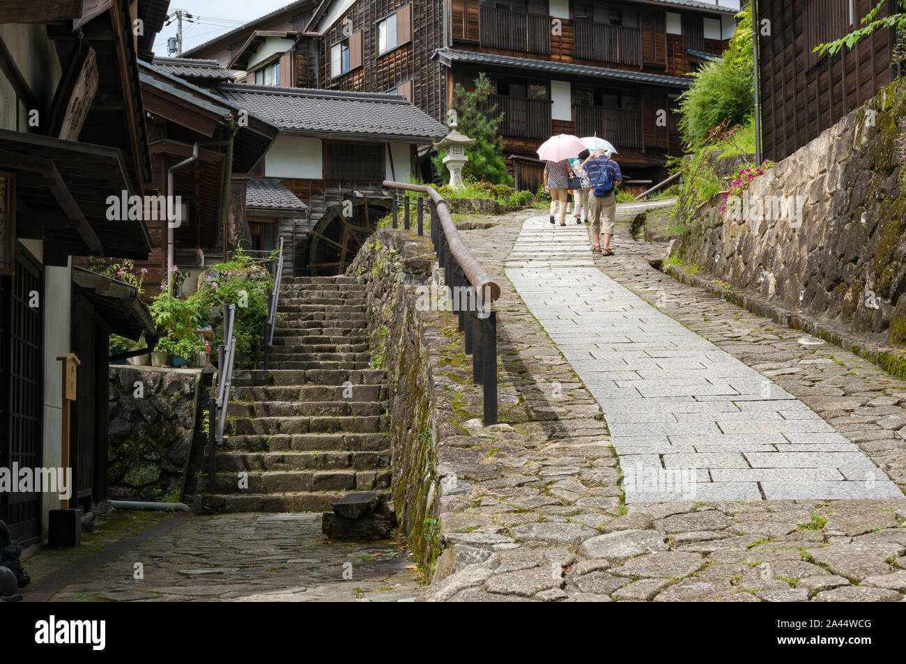 Magome, Japan - September 5, 2016: Tourists on the streets of Magome historical postal town in Kiso Valley Stock Photo