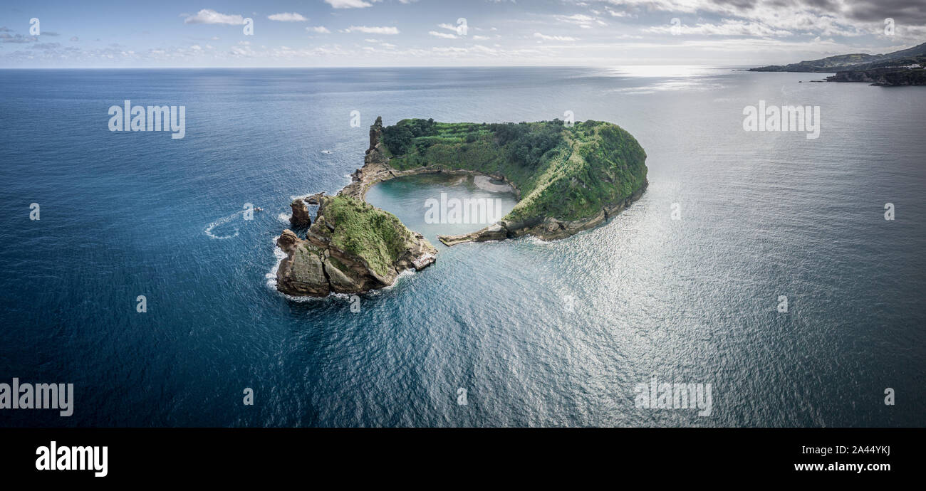 Small island of Vila Franca do Campo on the Azores near Sao Miguel Stock Photo