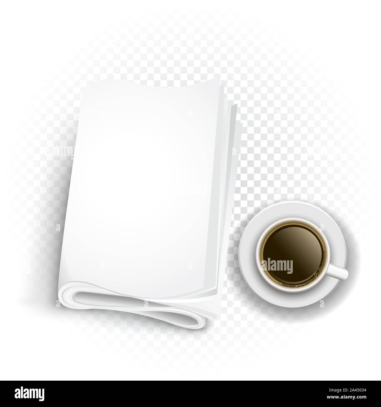 coffee and newspaper on transparent Stock Vector