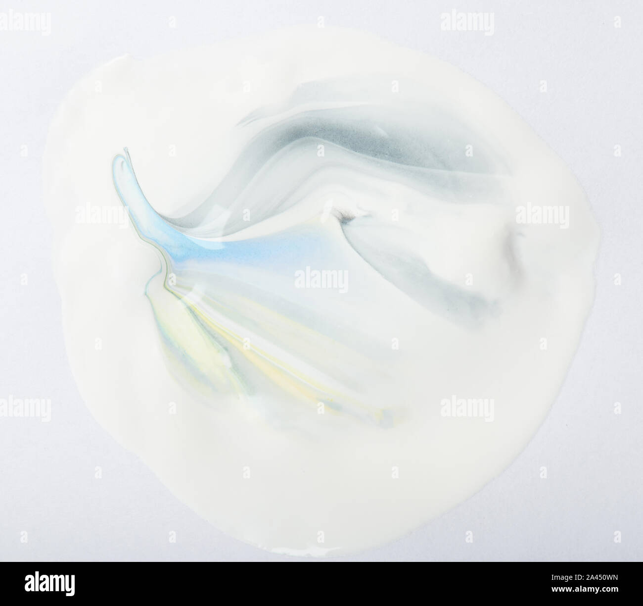 Round white ink paint drop with colorful lines isolated Stock Photo - Alamy