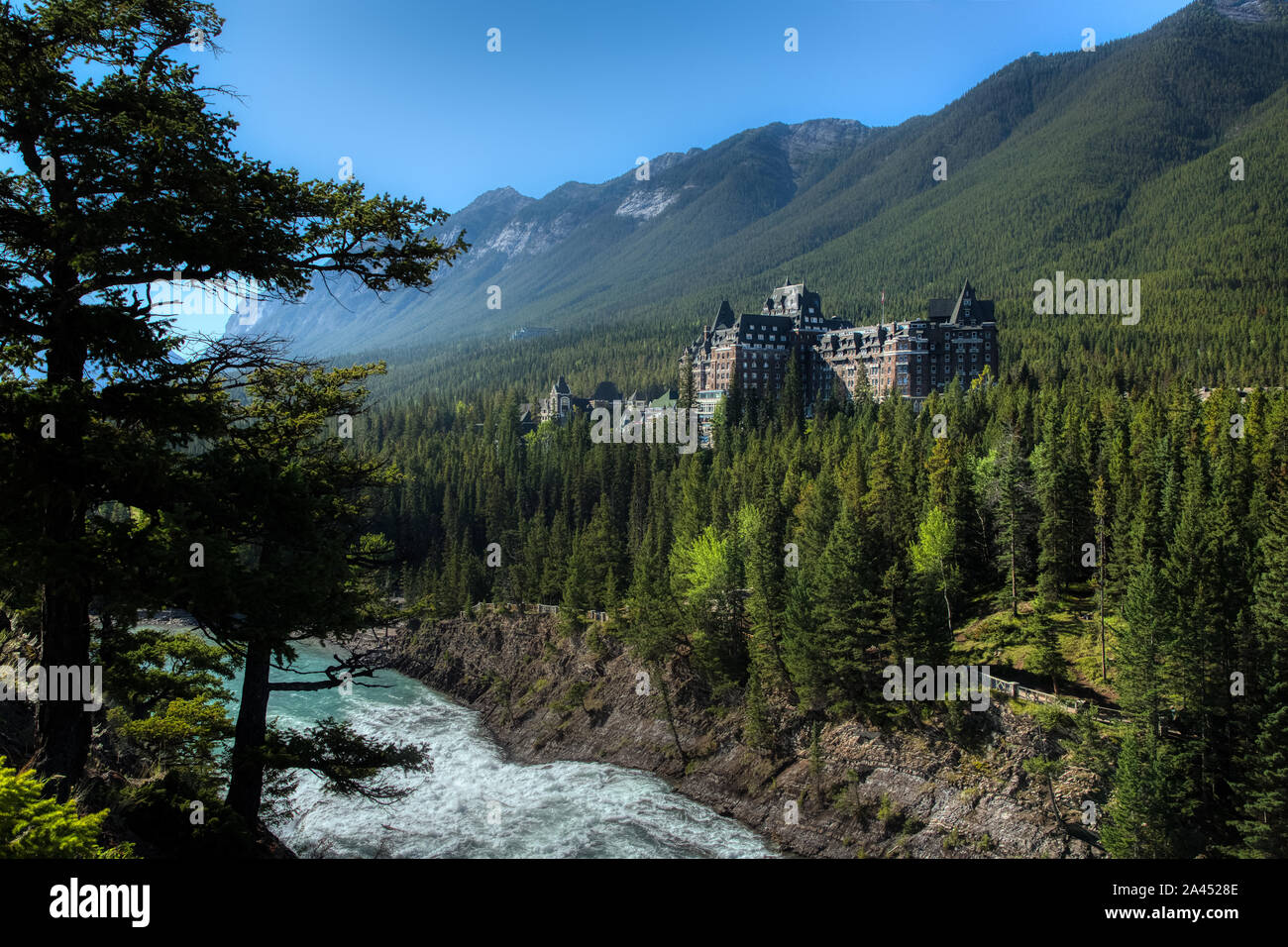 Stunning view of the iconic Fairmont Banff Springs Hotel situated near ...