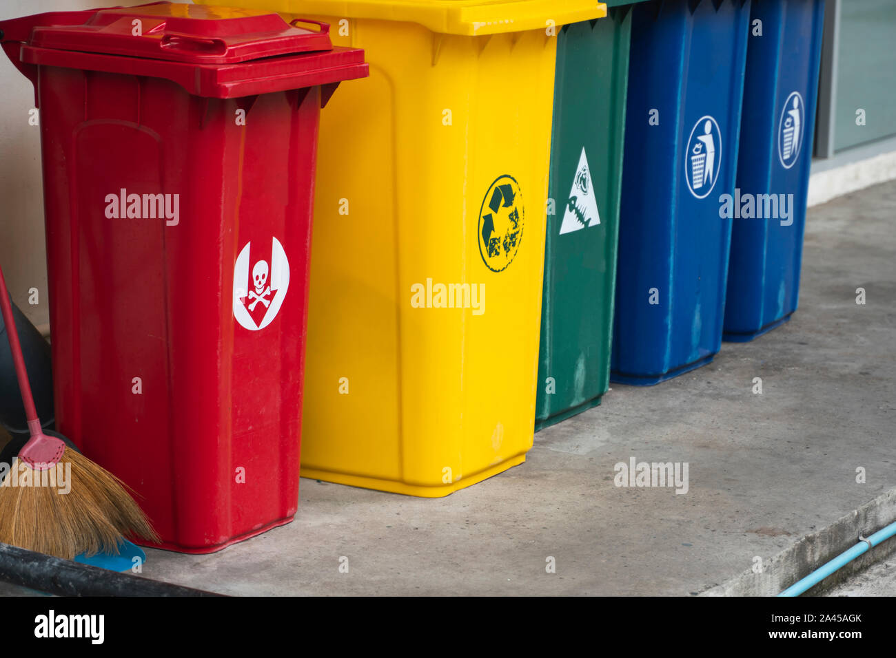 Garbage Trash Bins for collecting a recycle materials. Garbage trash