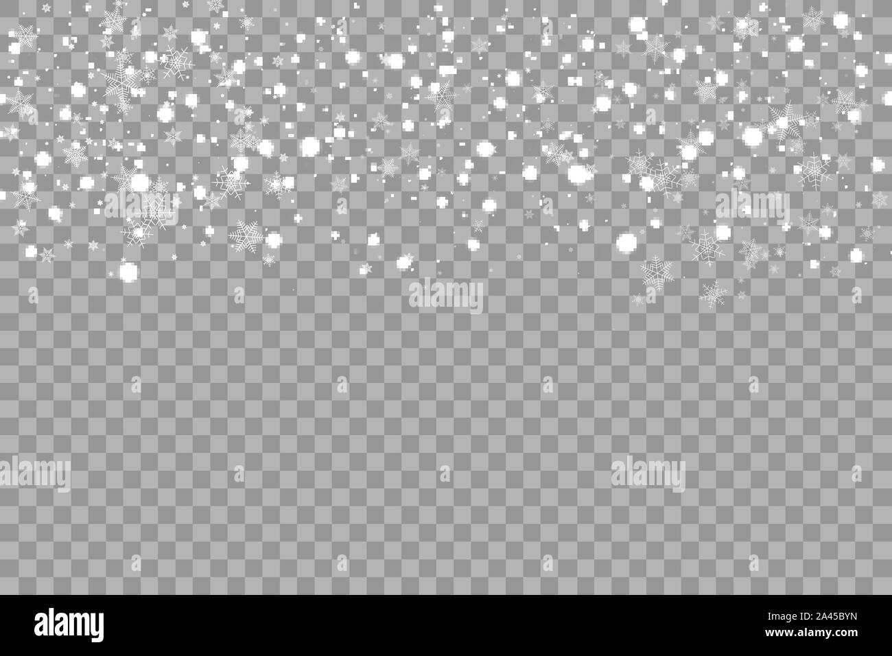 Realistic falling snowflakes. Isolated on transparent background ...