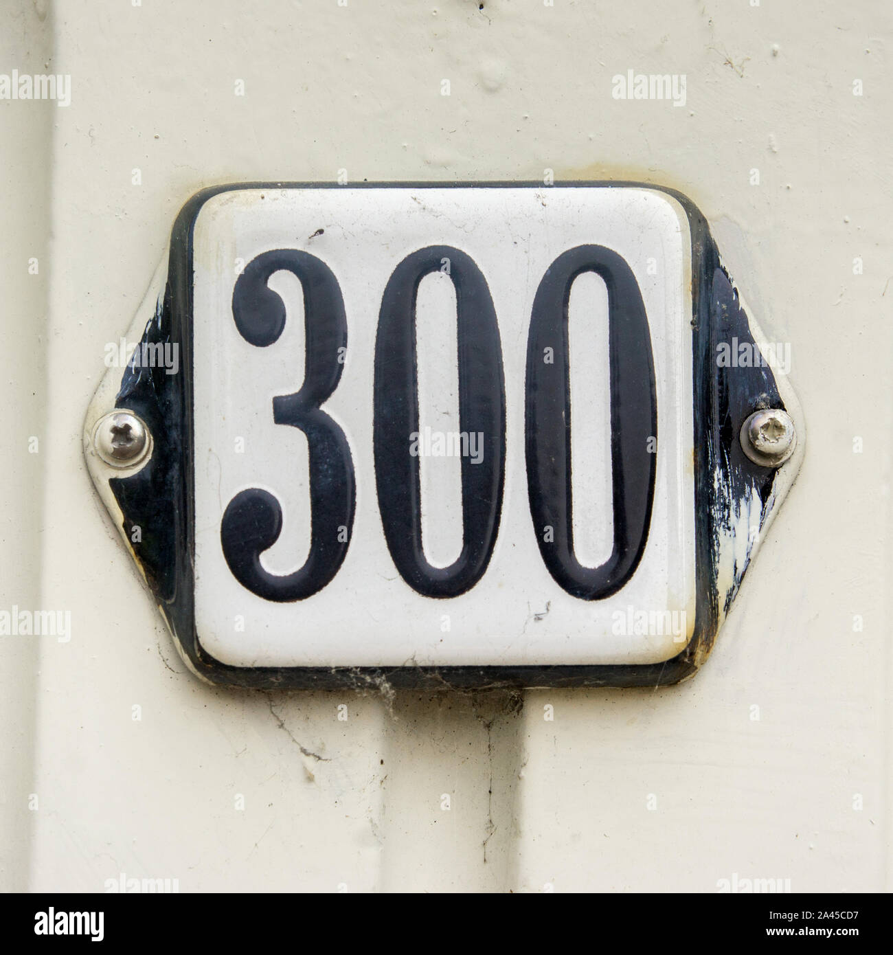 Enameled house number three hundred (300 Stock Photo Alamy