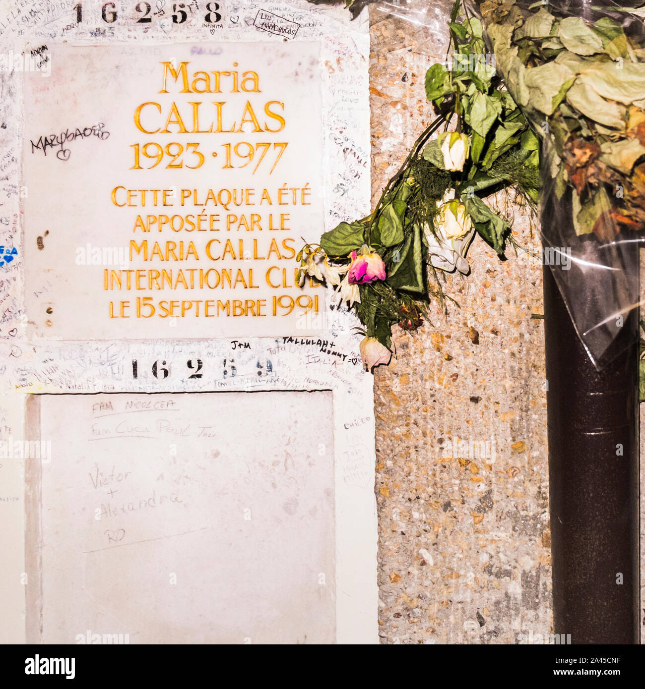 gravesite of singer maria callas at pere lachaise cemetery Stock Photo
