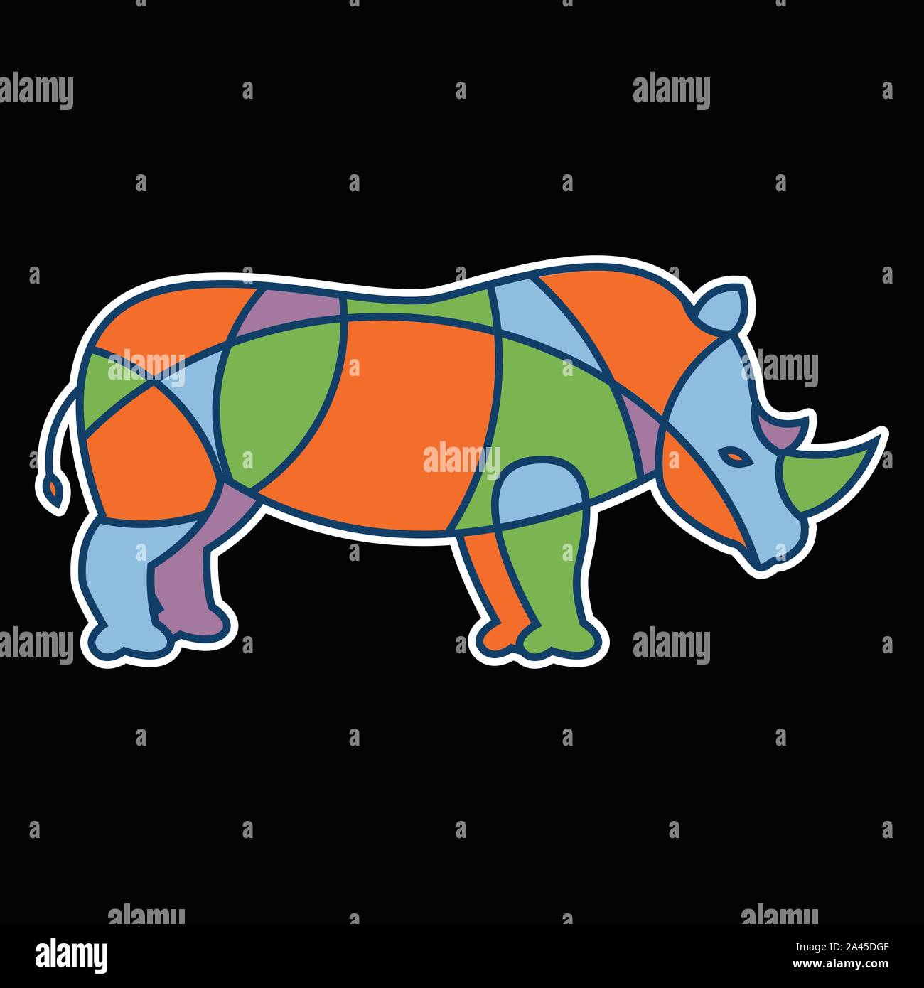 Rhino Abstract Art Style Stock Vector