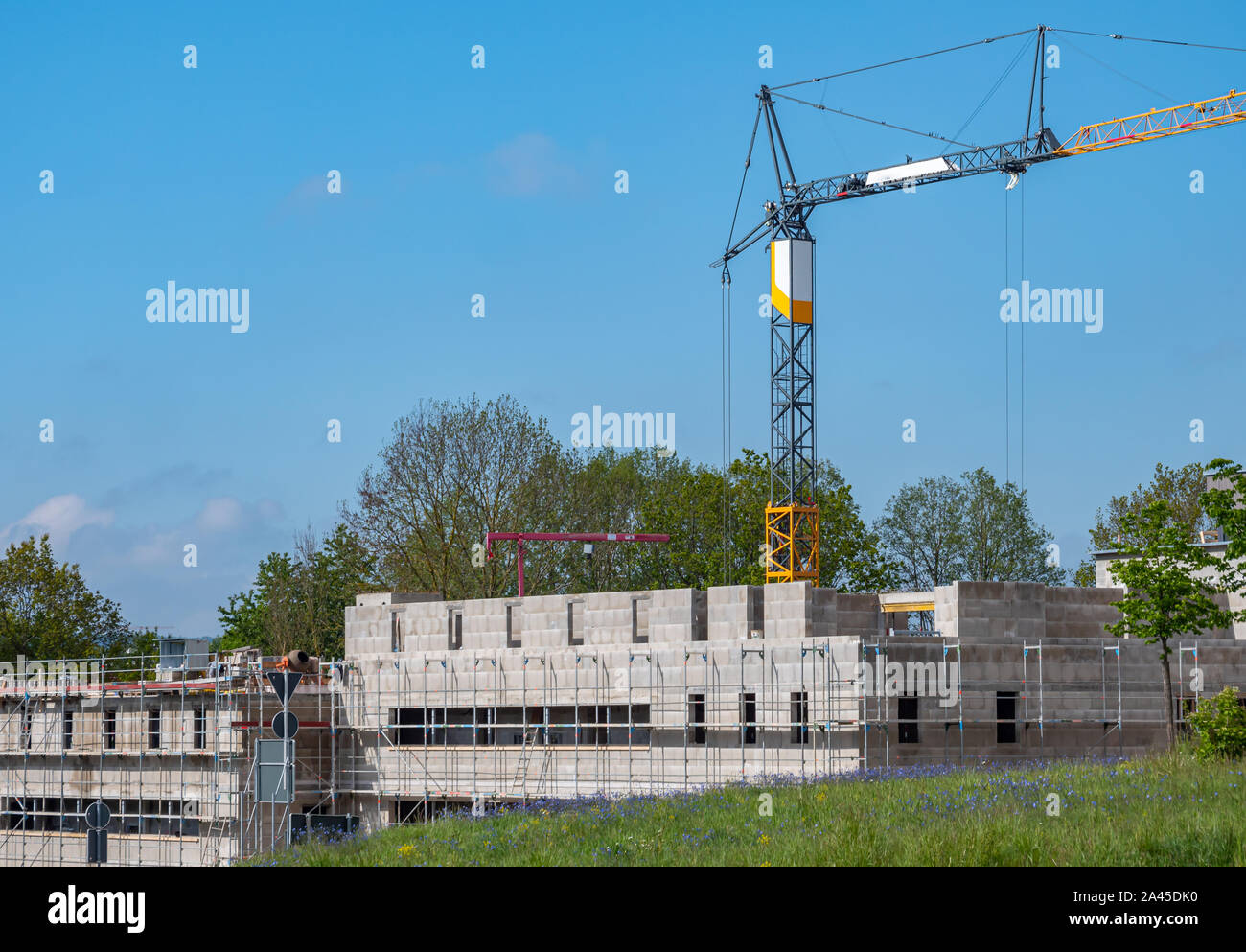 Shell of a construction site with crane Stock Photo