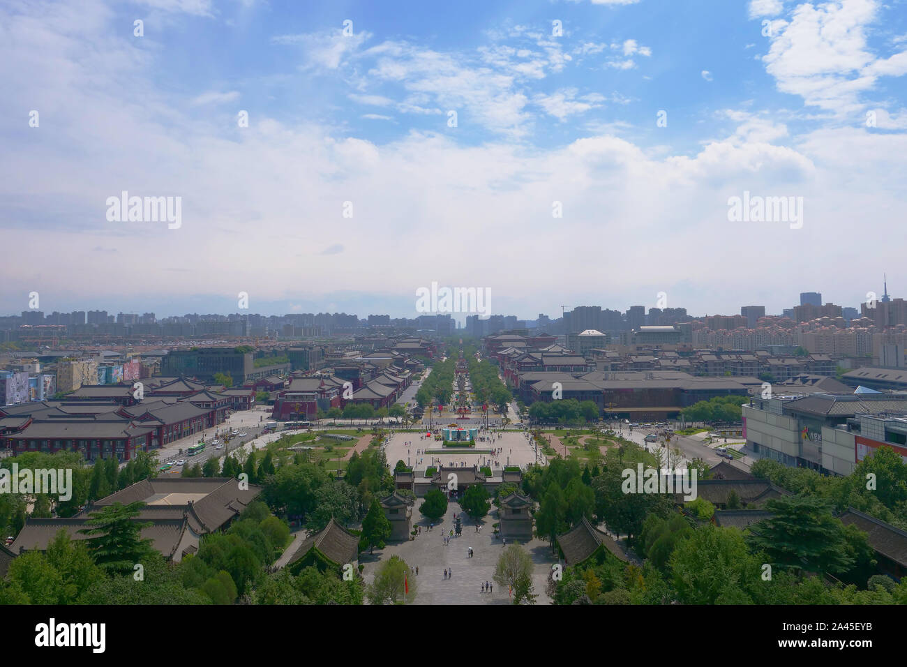 Beautiful Landscape View Of Xian China From Famous Chinese Ancient Buddhist Architecture Window Of Dayan Pagoda Stock Photo Alamy
