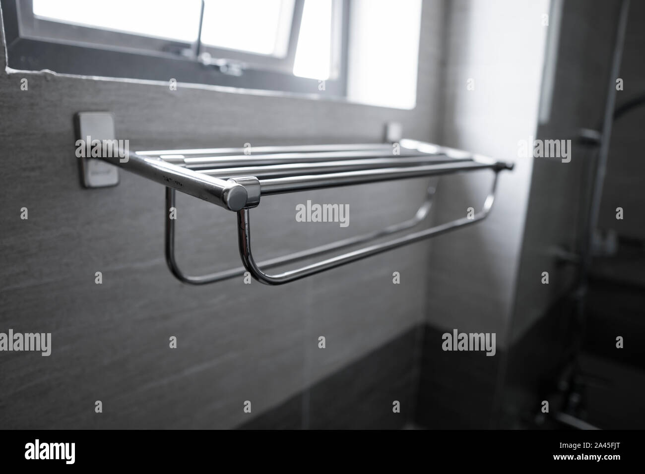 Metal Towel Dryers in the modern bathroom Stock Photo Alamy