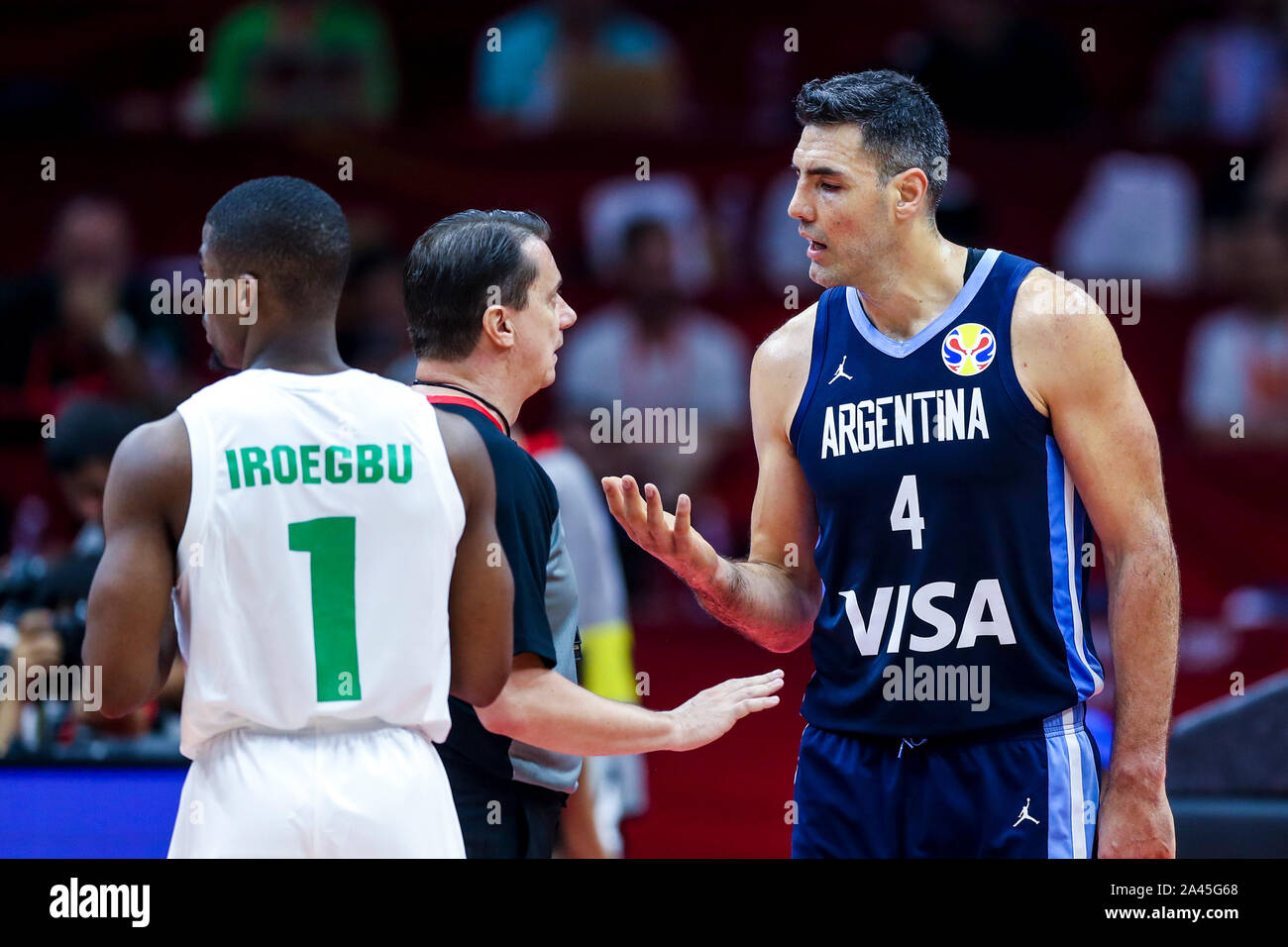Argentine professional basketball player Luis Scola of Argentina National Basketball  Team, right, argues with the referee at the second round of Group Stock  Photo - Alamy