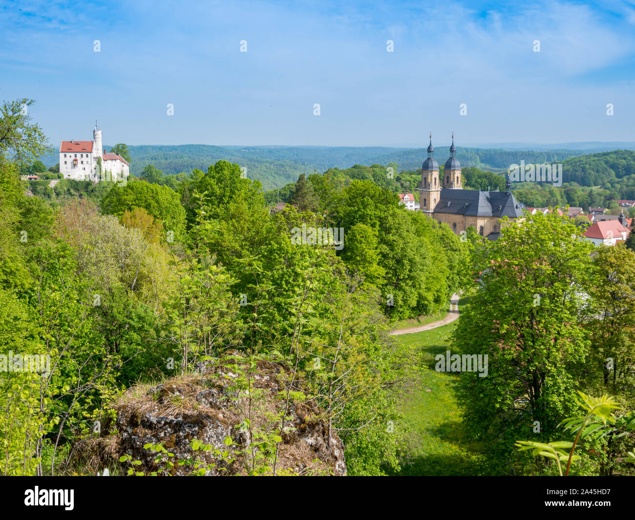 Basilica and castle in Goessweinstein Germany Stock Photo