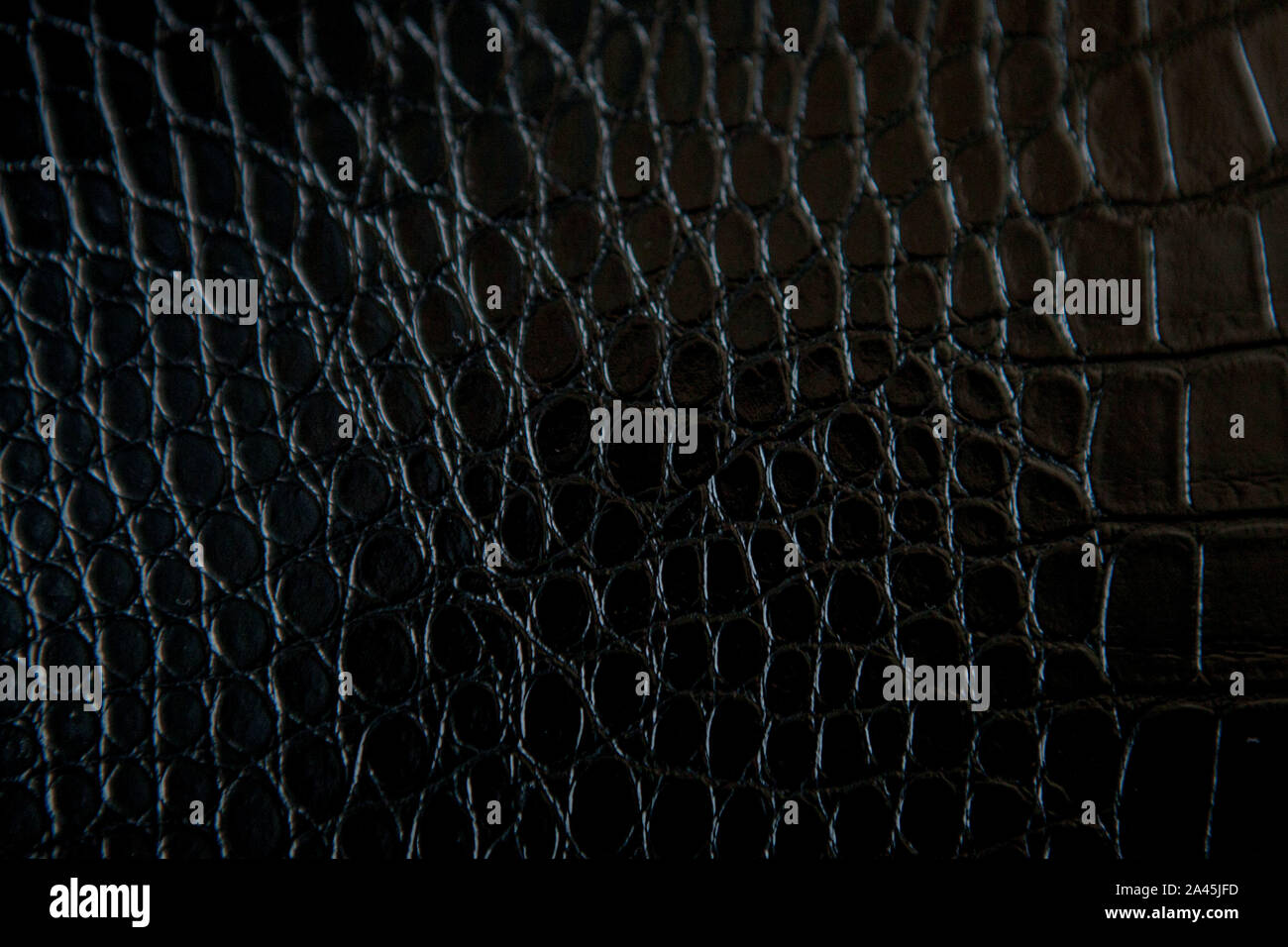 Black crocodile leather texture with for background. Stock Photo