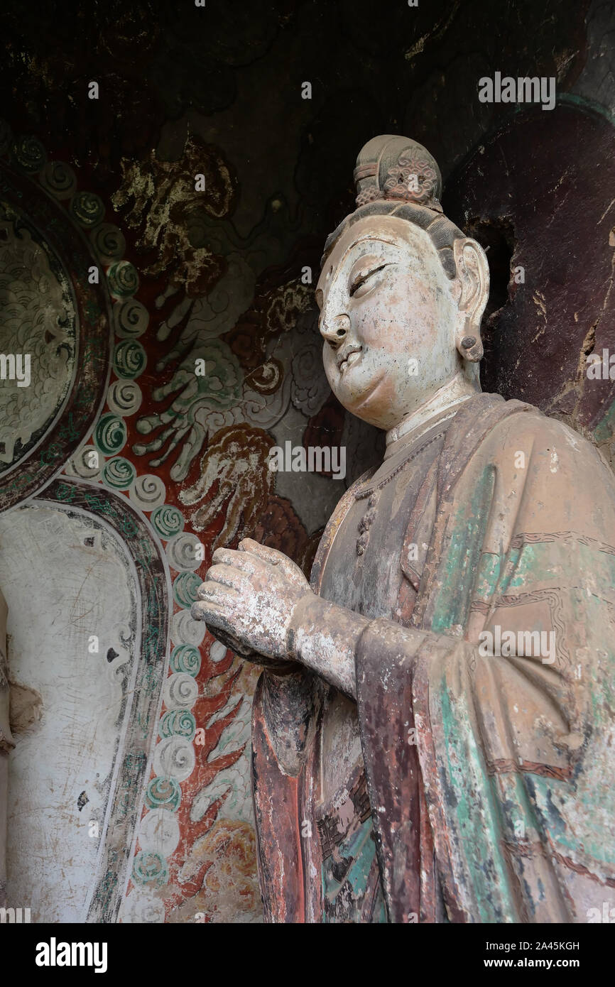 Maijishan Cave-Temple Complex in Tianshui city, Gansu Province China. A ...