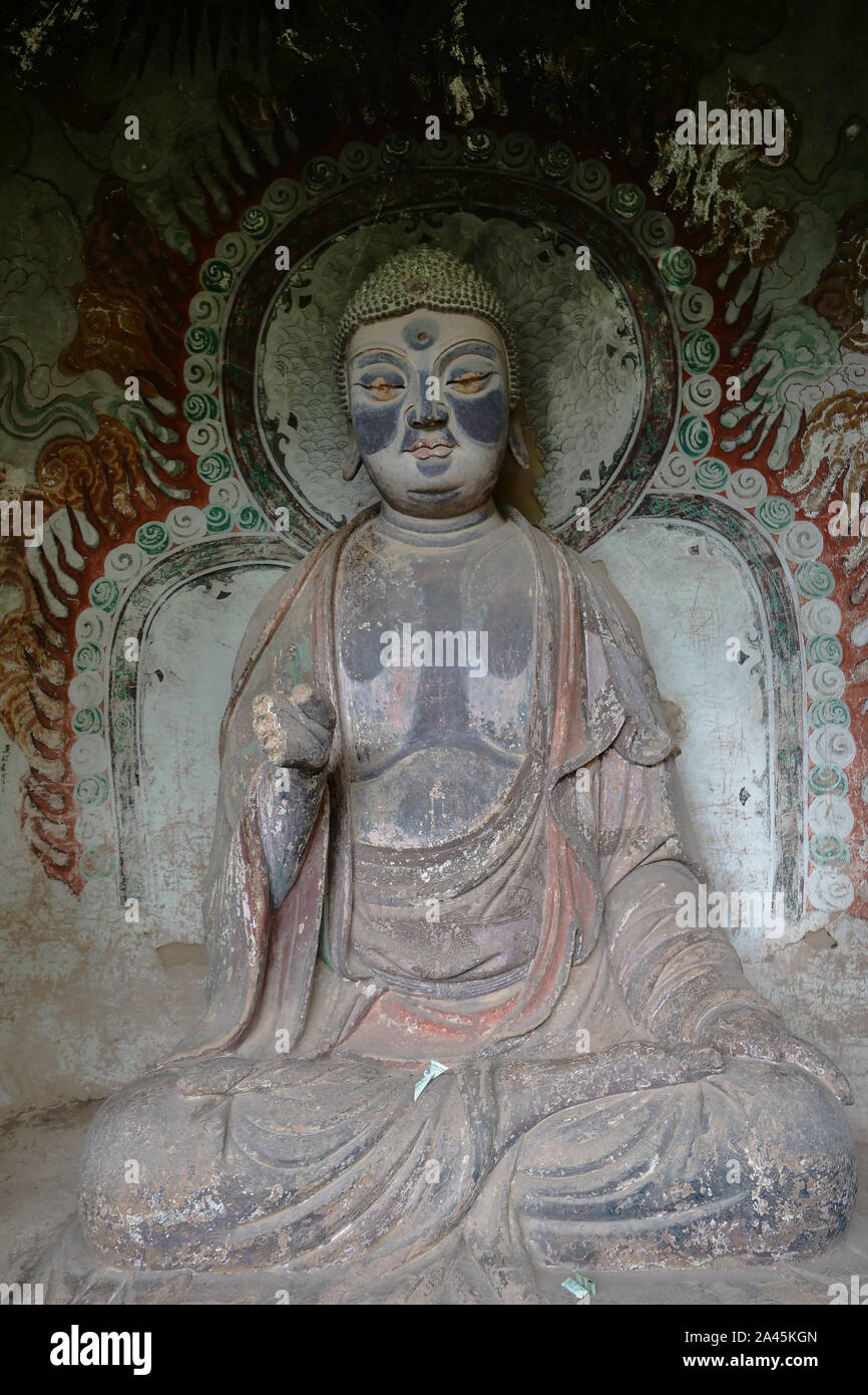 Maijishan Cave-Temple Complex in Tianshui city, Gansu Province China. A ...