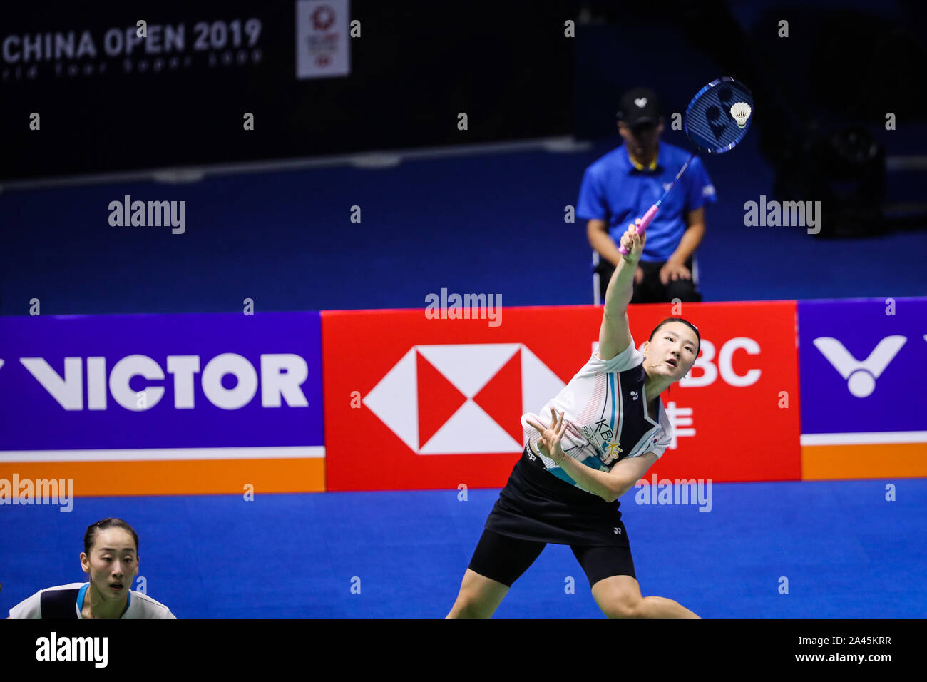 South Korean professional badminton players Lee Sohee and Shin Seung