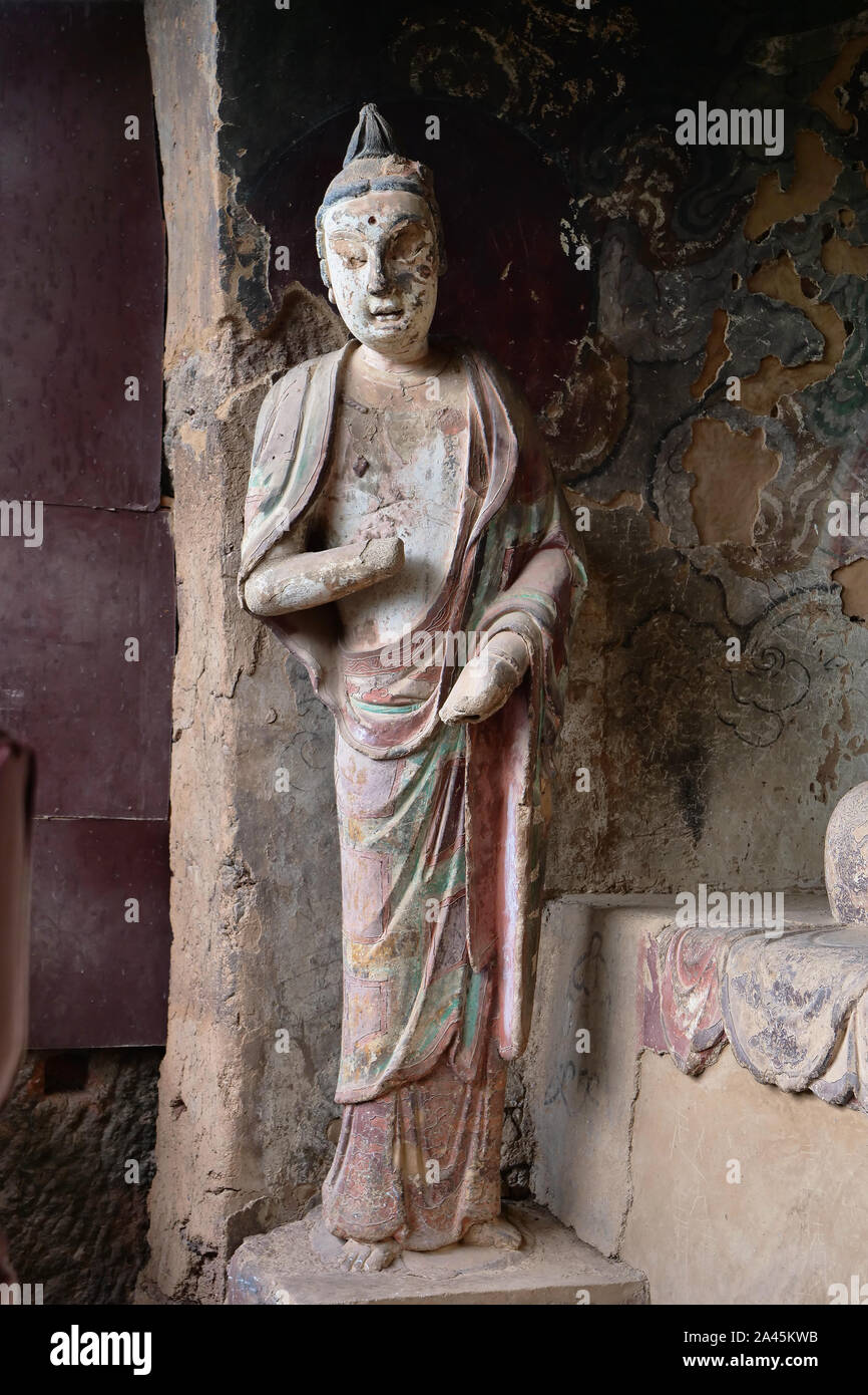 Maijishan Cave-Temple Complex in Tianshui city, Gansu Province China. A ...