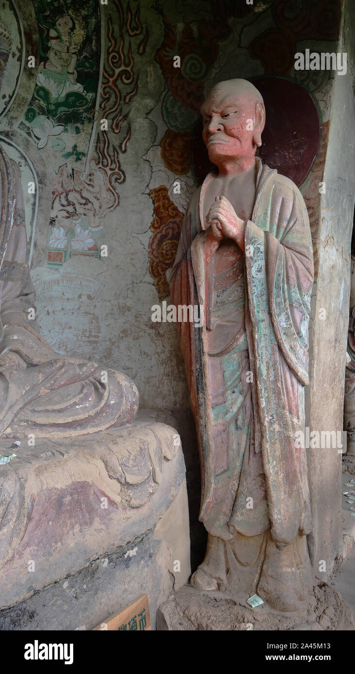 Maijishan Cave-Temple Complex in Tianshui city, Gansu Province China. A ...