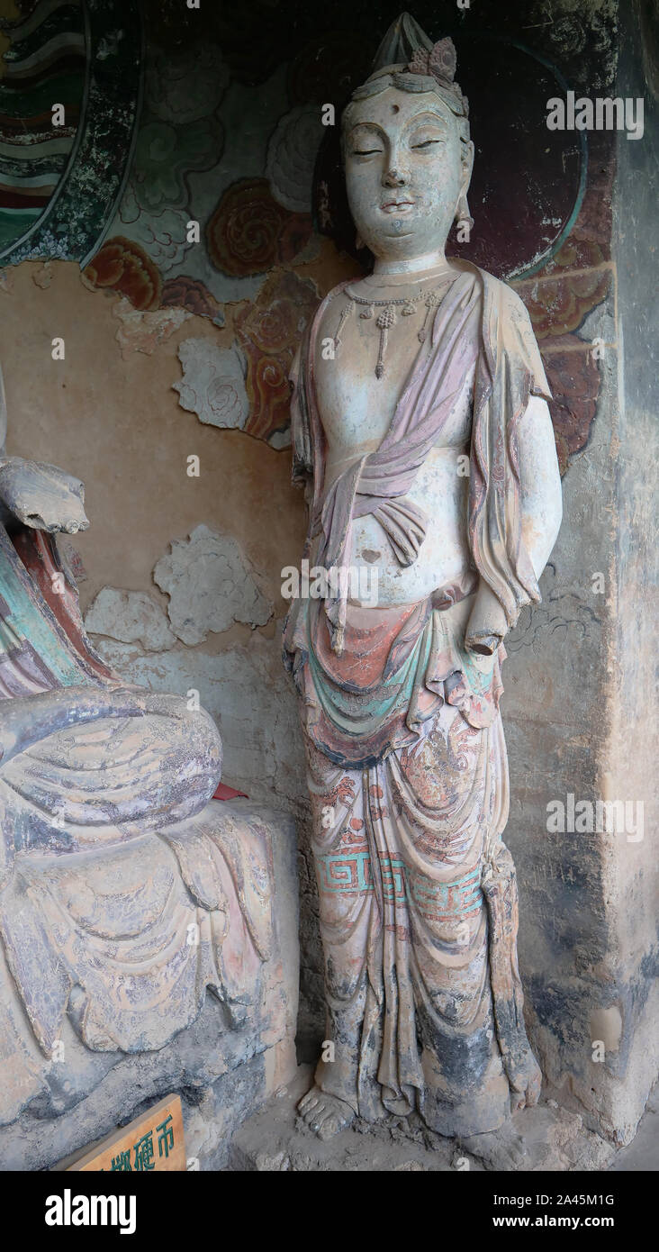 Maijishan Cave-Temple Complex in Tianshui city, Gansu Province China. A ...