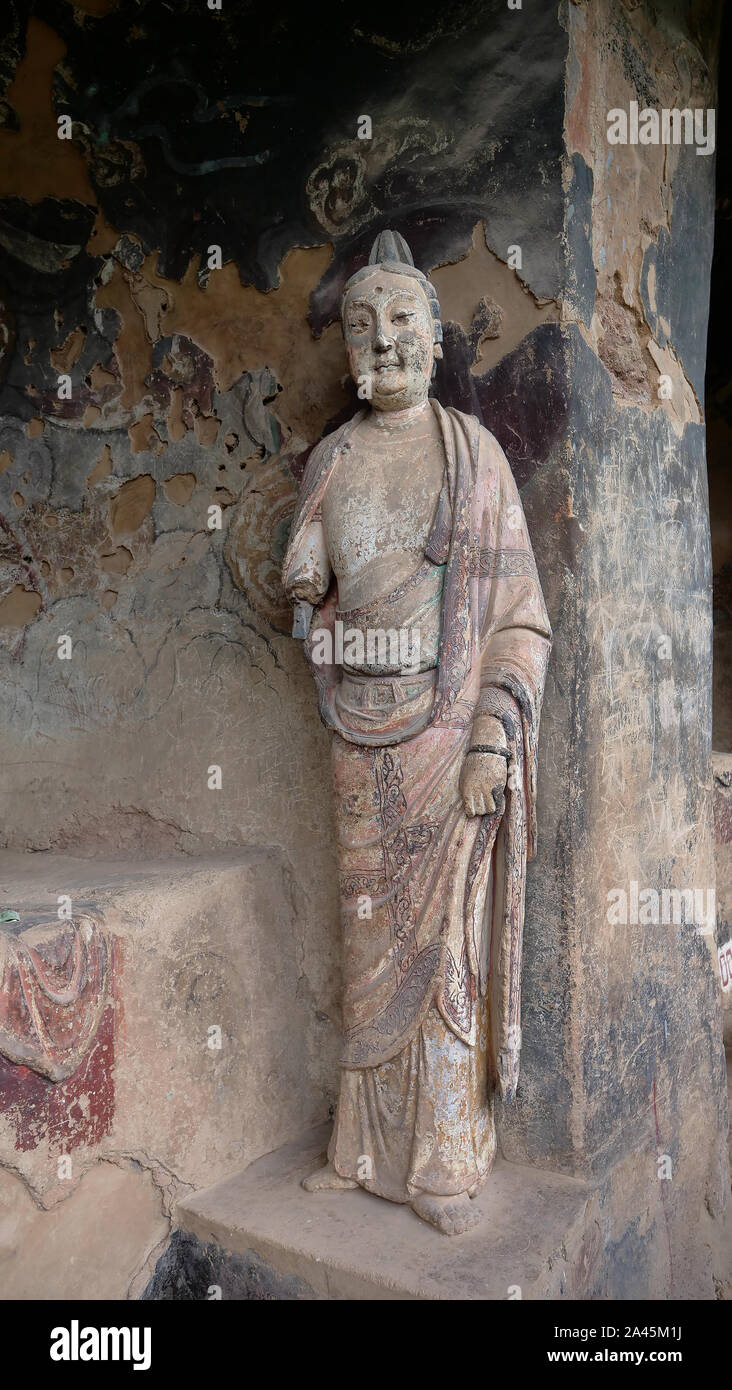 Maijishan Cave-Temple Complex in Tianshui city, Gansu Province China. A ...