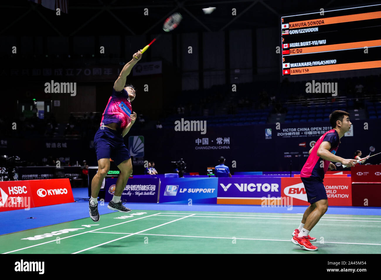 Malaysian Professional Badminton Players Goh Sze Fei And Nur Izzuddin Compete Against Japanese Professional Badminton Players Takeshi Kamura And Keigo Stock Photo Alamy