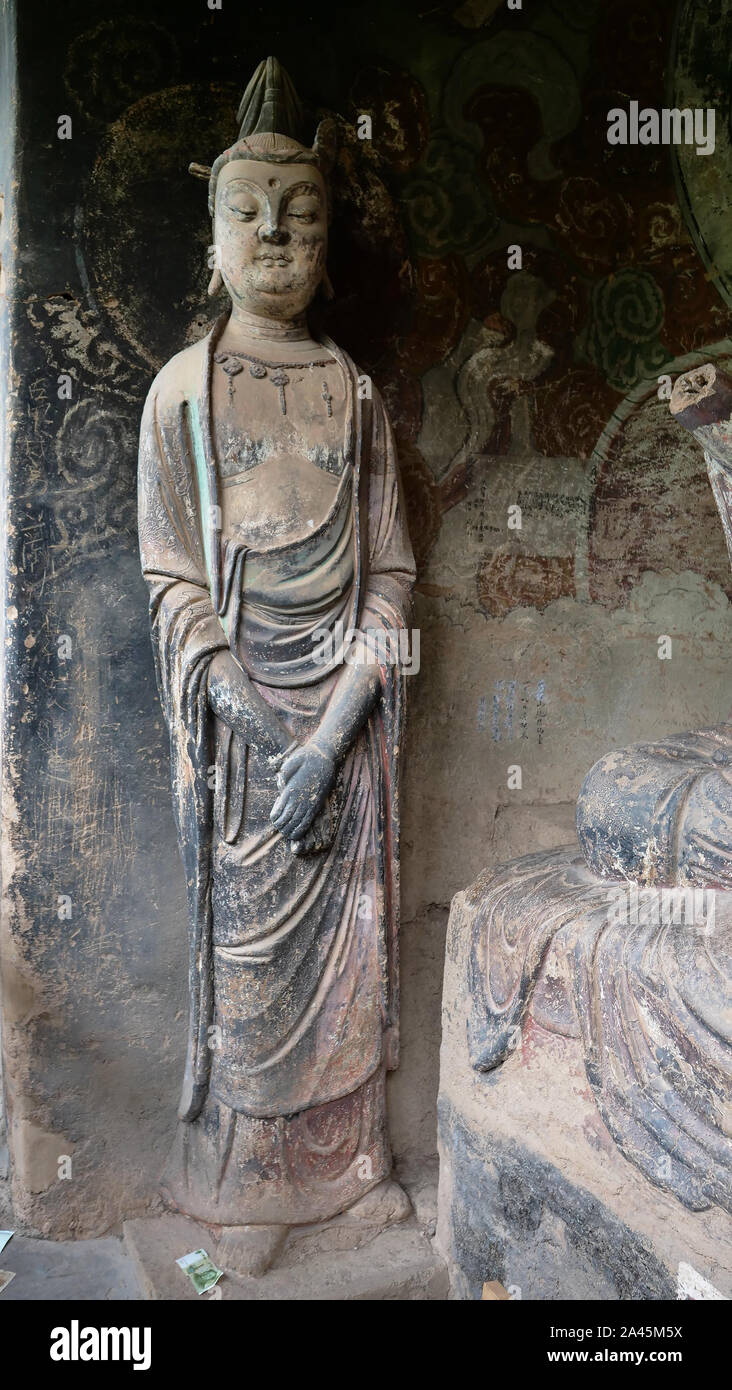 Maijishan Cave-Temple Complex in Tianshui city, Gansu Province China. A ...