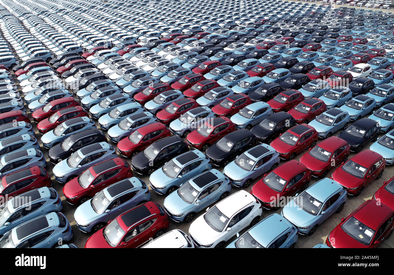 Rows of domesticallymanufactured cars are lined up before being