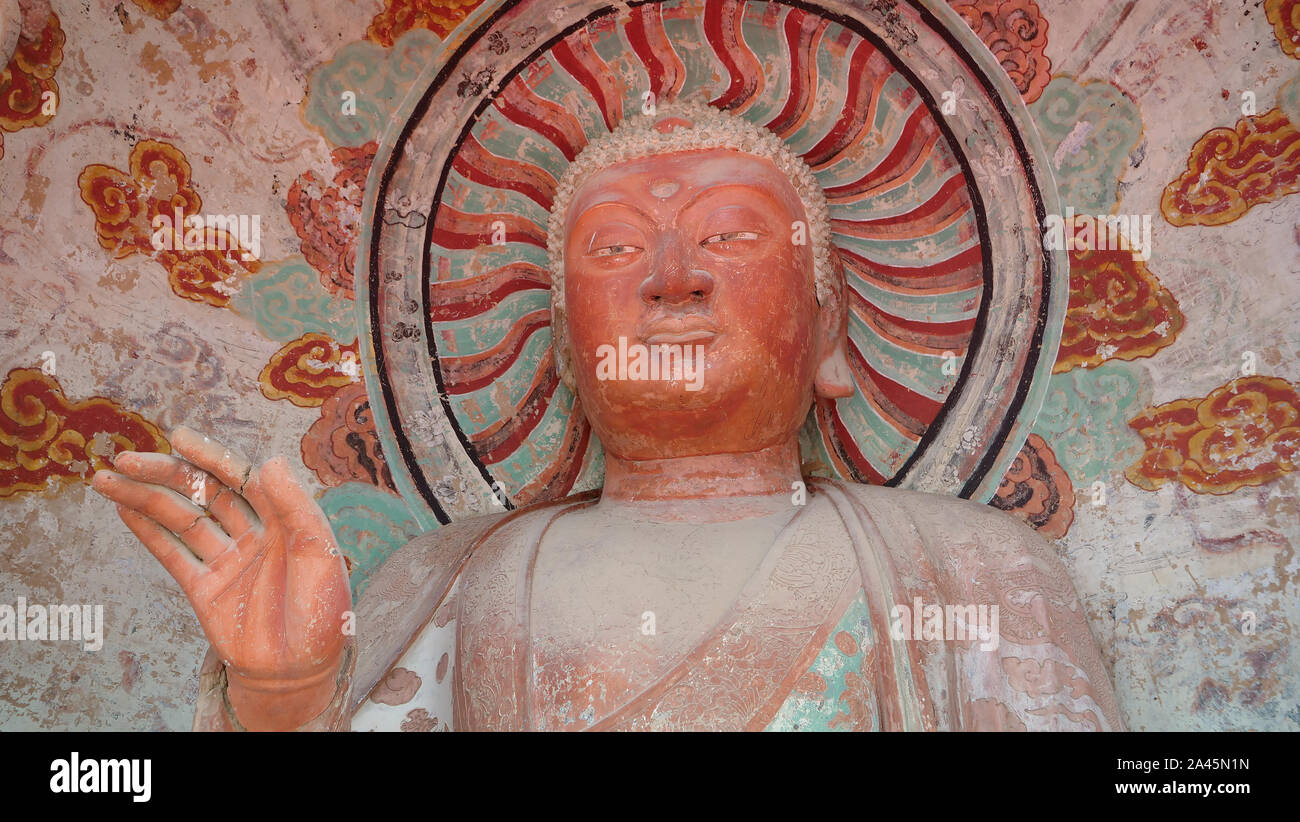 Maijishan Cave-Temple Complex in Tianshui city, Gansu Province China. A ...