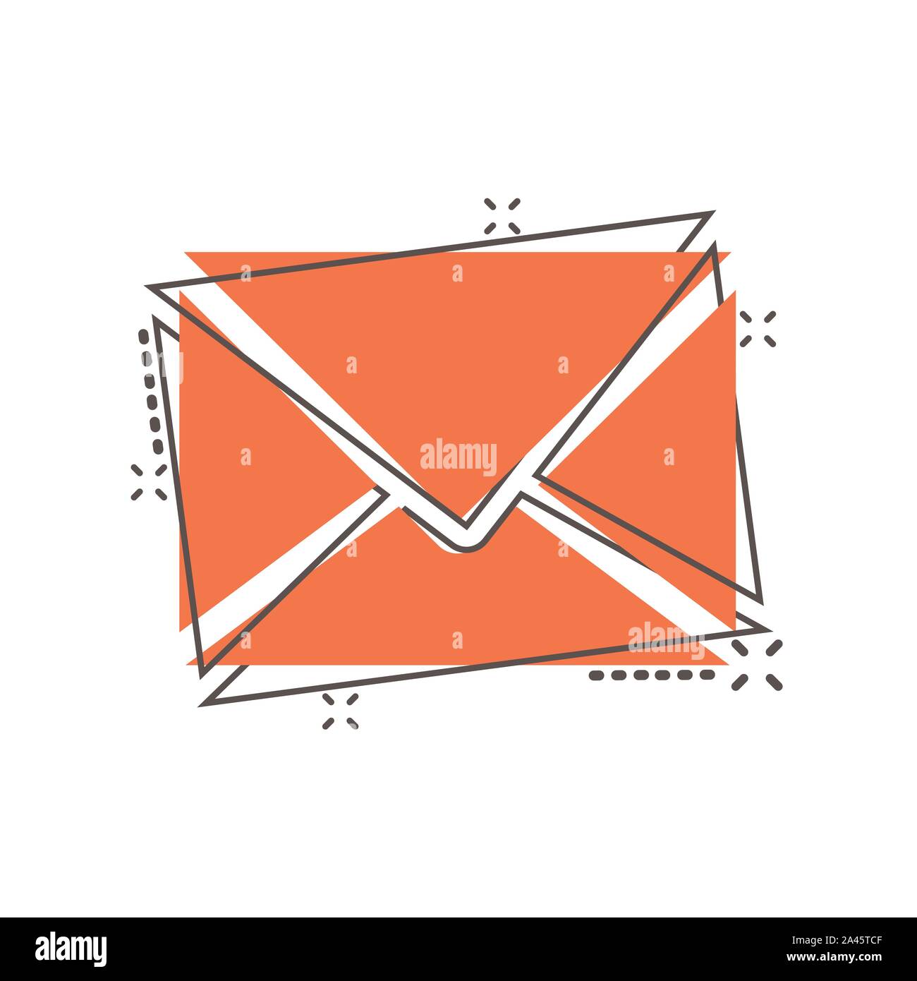 Mail envelope icon in comic style. Email message vector cartoon illustration pictogram. Mailbox e-mail business concept splash effect. Stock Vector