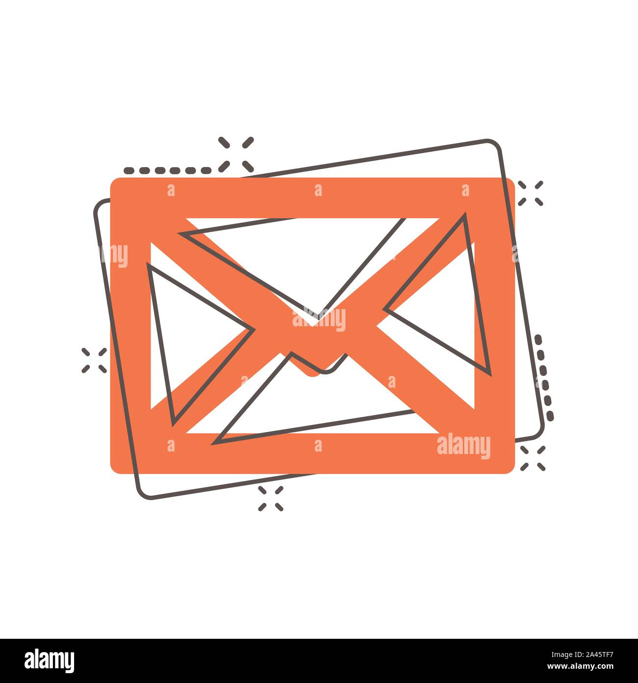 Mail envelope icon in comic style. Email message vector cartoon illustration pictogram. Mailbox e-mail business concept splash effect. Stock Vector