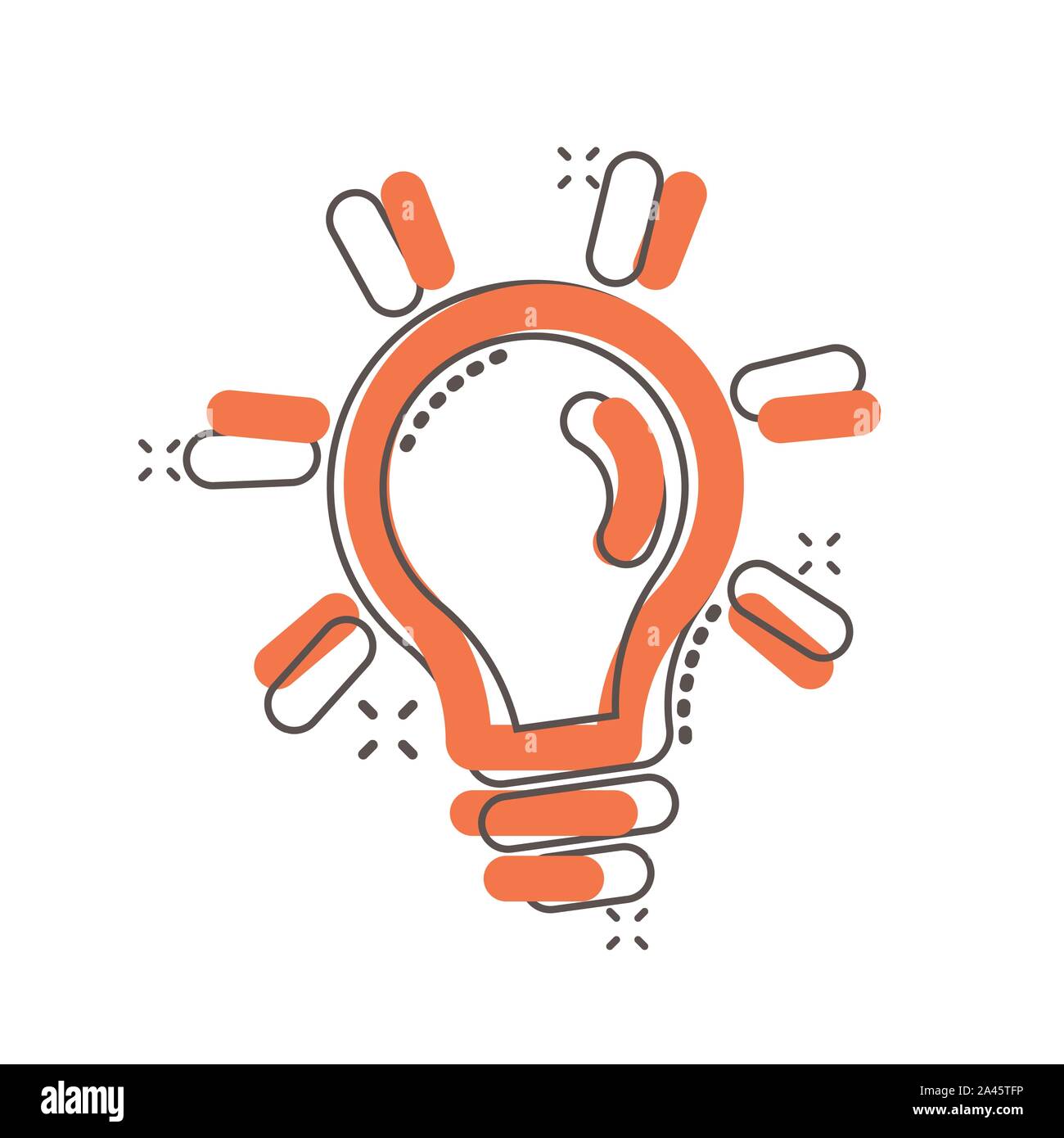 Light bulb icon in comic style. Lightbulb vector cartoon illustration pictogram. Lamp idea business concept splash effect. Stock Vector