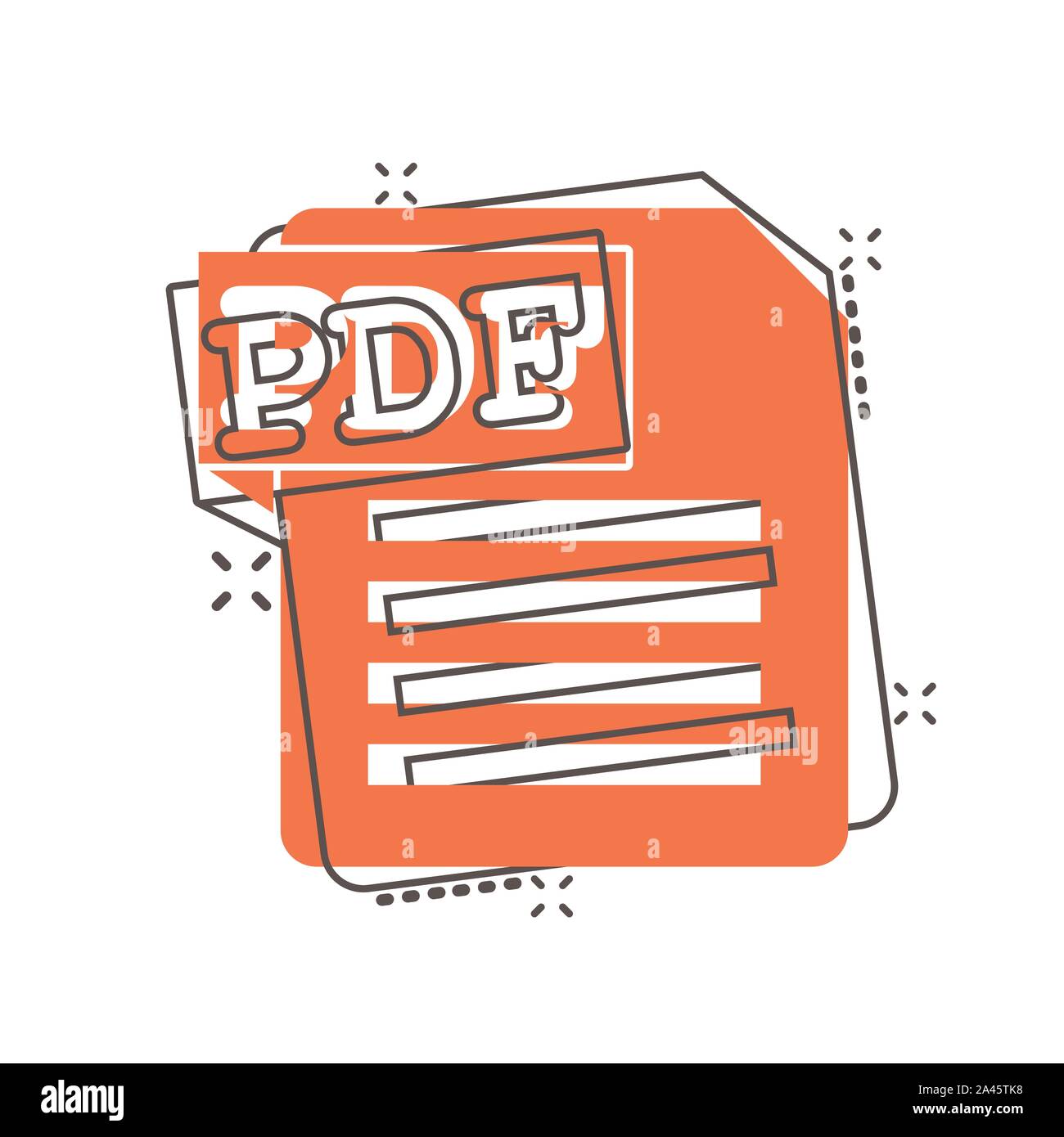 Pdf icon in comic style. Document text vector cartoon illustration on ...