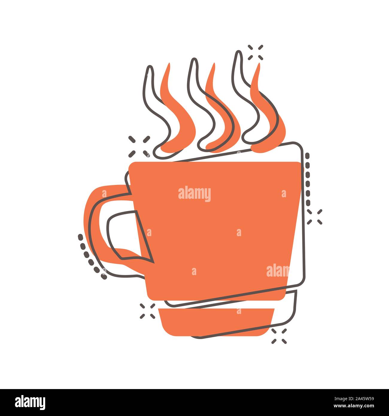 Coffee, tea cup icon in comic style. Coffee mug vector cartoon ...