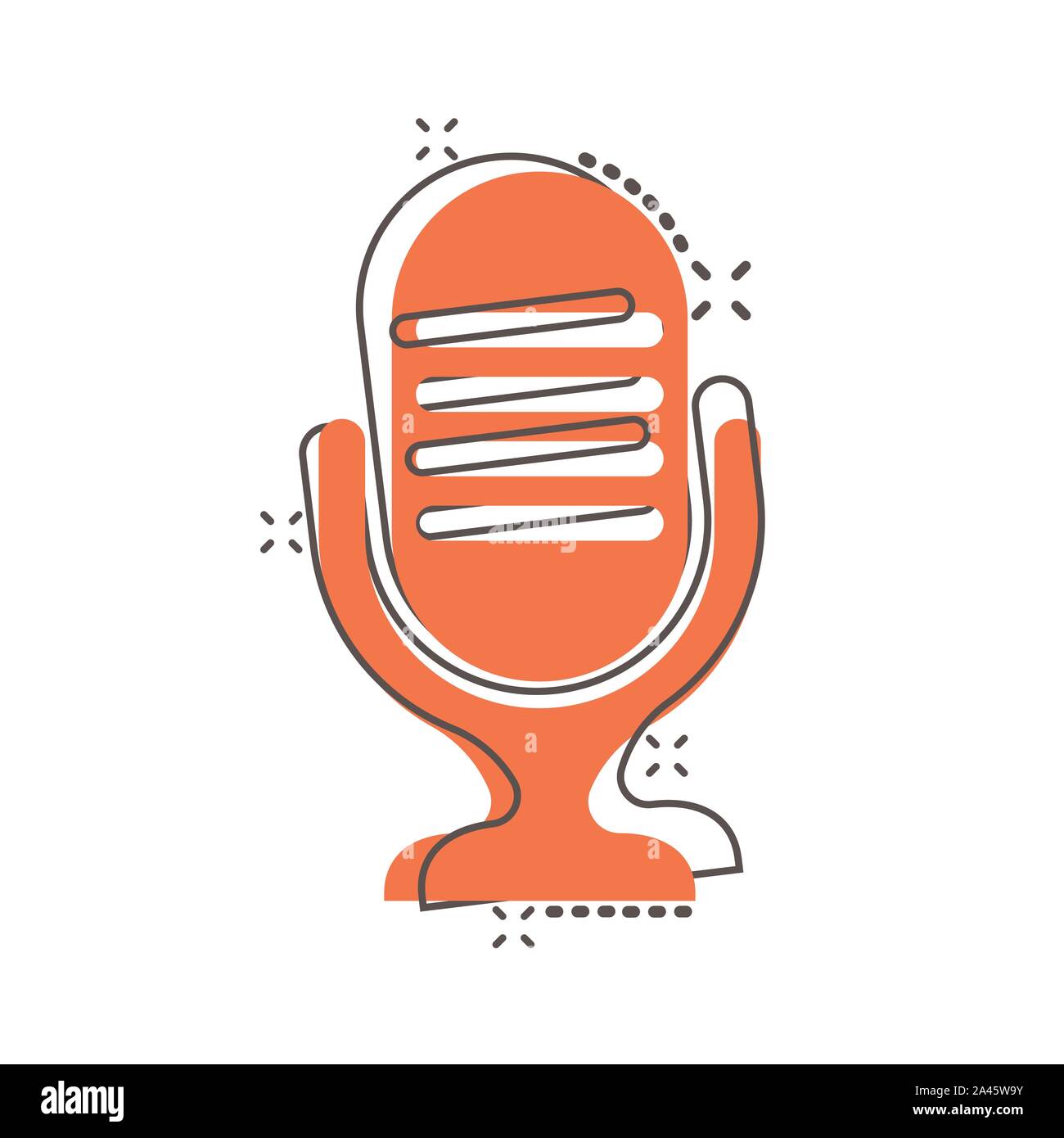 Microphone icon in comic style. Mic broadcast vector cartoon ...