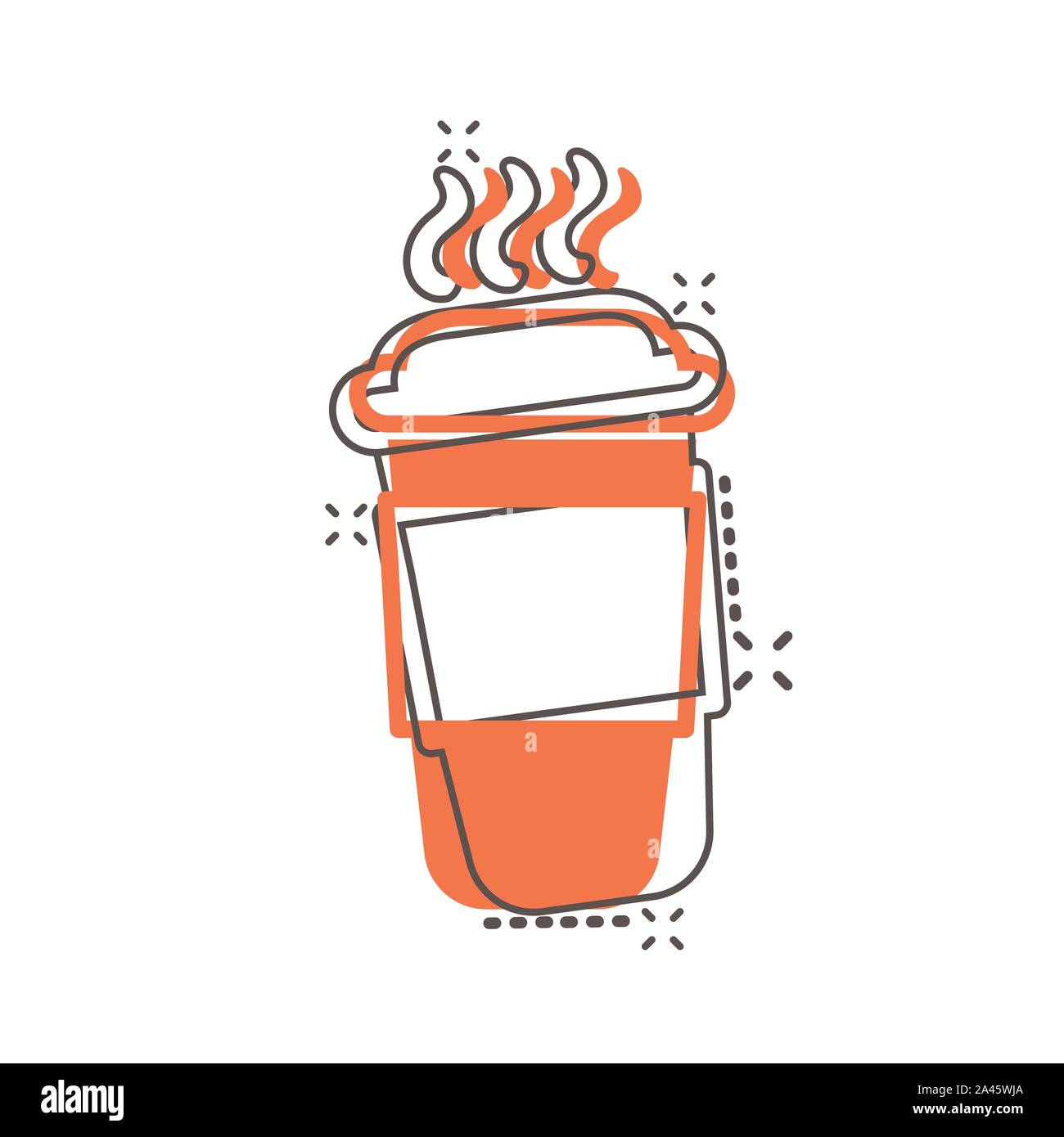 Coffee, tea cup icon in comic style. Coffee mug vector cartoon ...
