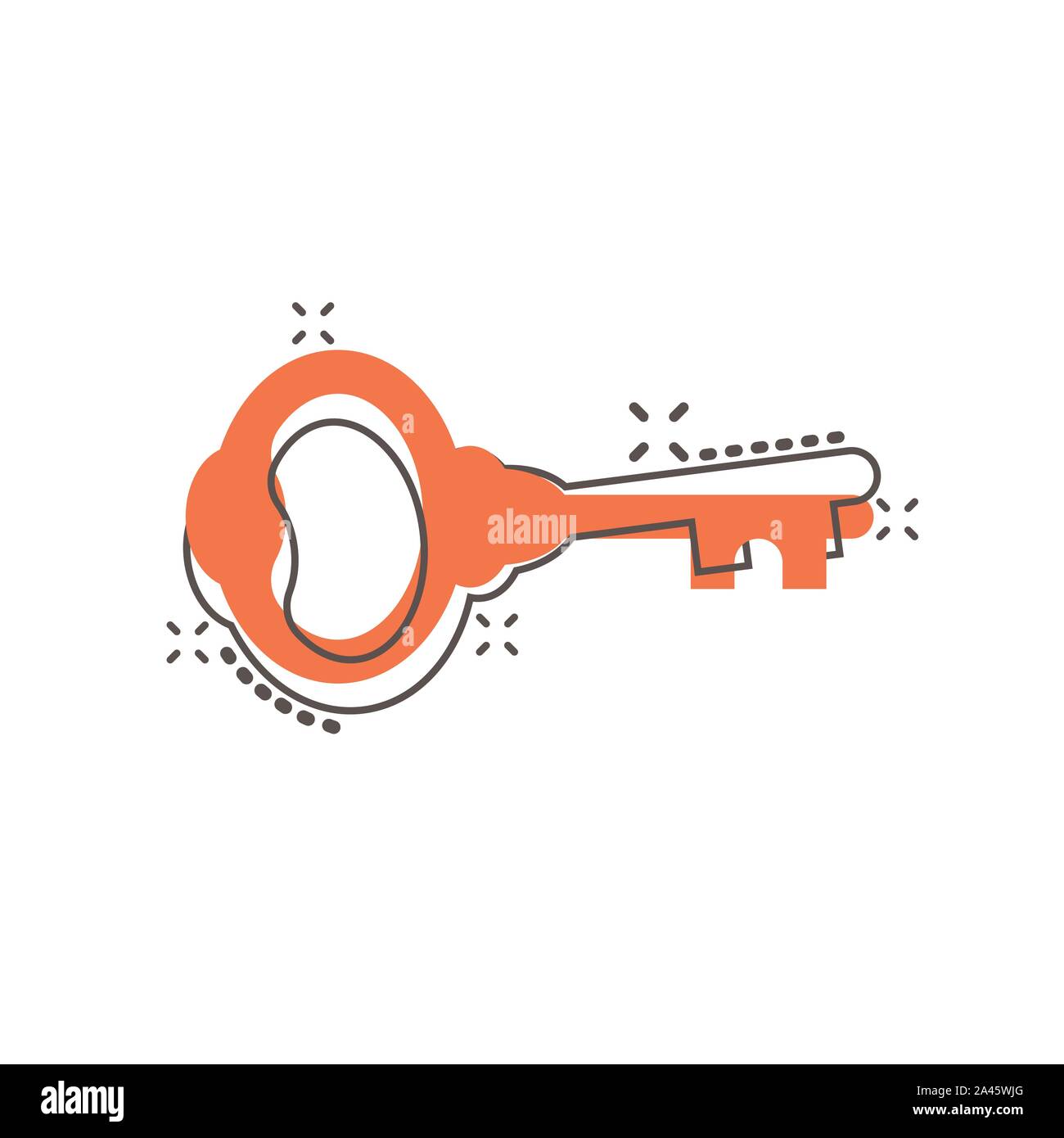 Key icon in comic style. Access login vector cartoon illustration ...