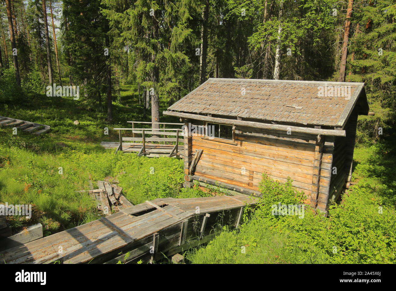 Mill at the Rortrask Silanger culture reserve in Lapland. Stock Photo