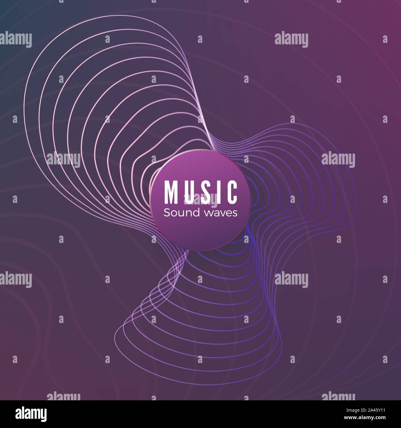 Radial sound wave curve. Colorful blue and purple equalizer background. Abstract colorful cover for music poster and banner. Vector illustration Stock Vector