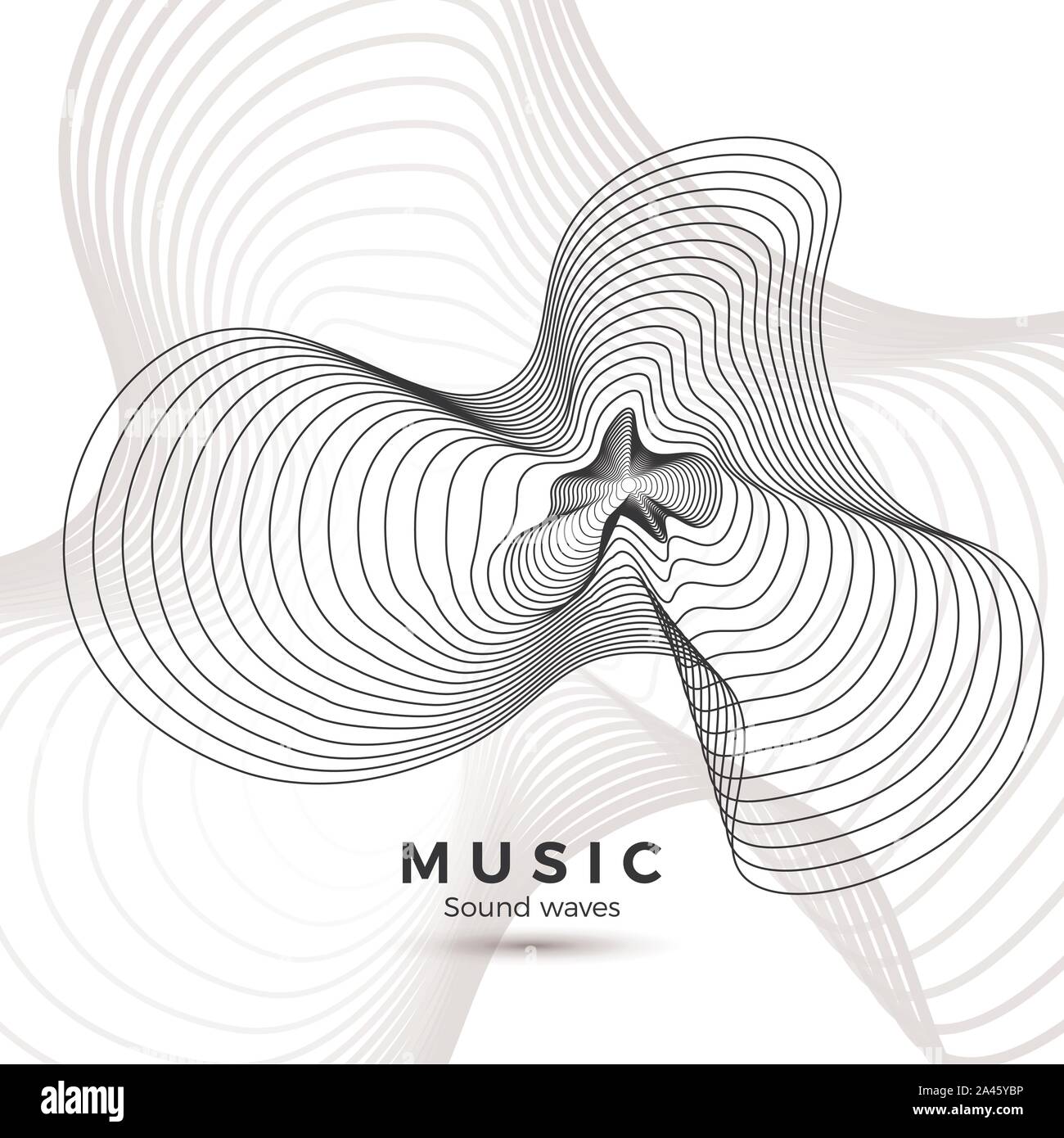 Sound wave template. Black and white illustration for your music album design. Abstract radial digital signal form. Vector Stock Vector