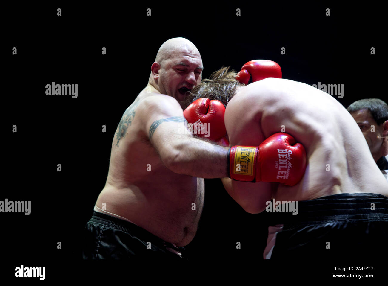 Moscow, Russia. 28th of November, 2013 Italian boxer Gianluca Sirci in a match against Russian athlete Nikolai Sazhin at the World Chess Boxing Championship in Moscow, Russia Stock Photo