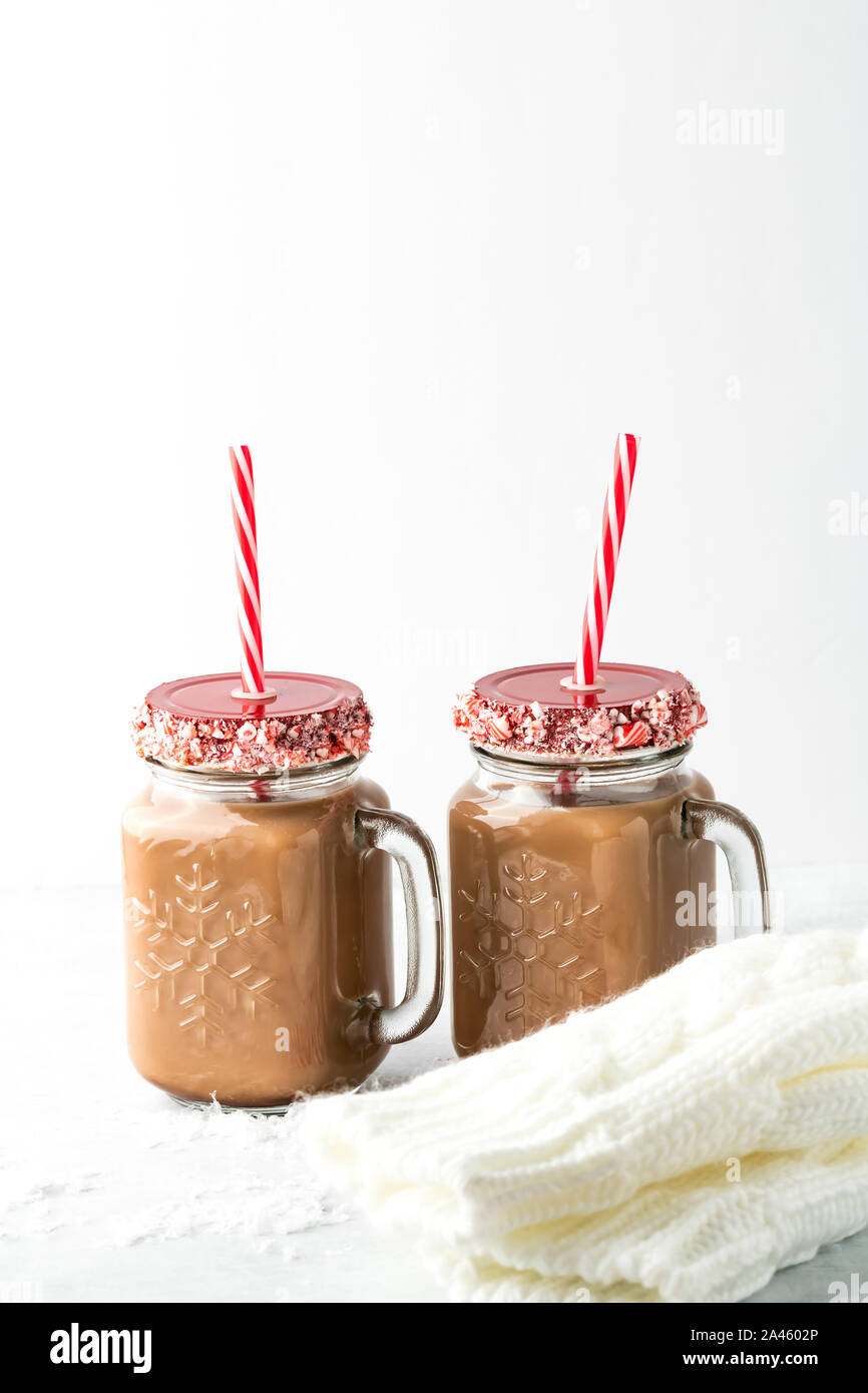 Hot cocoa with candy canes Stock Photo Alamy