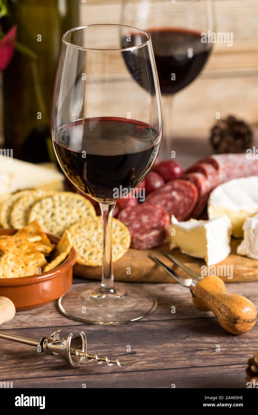 Red wine and cheese spread Stock Photo Alamy