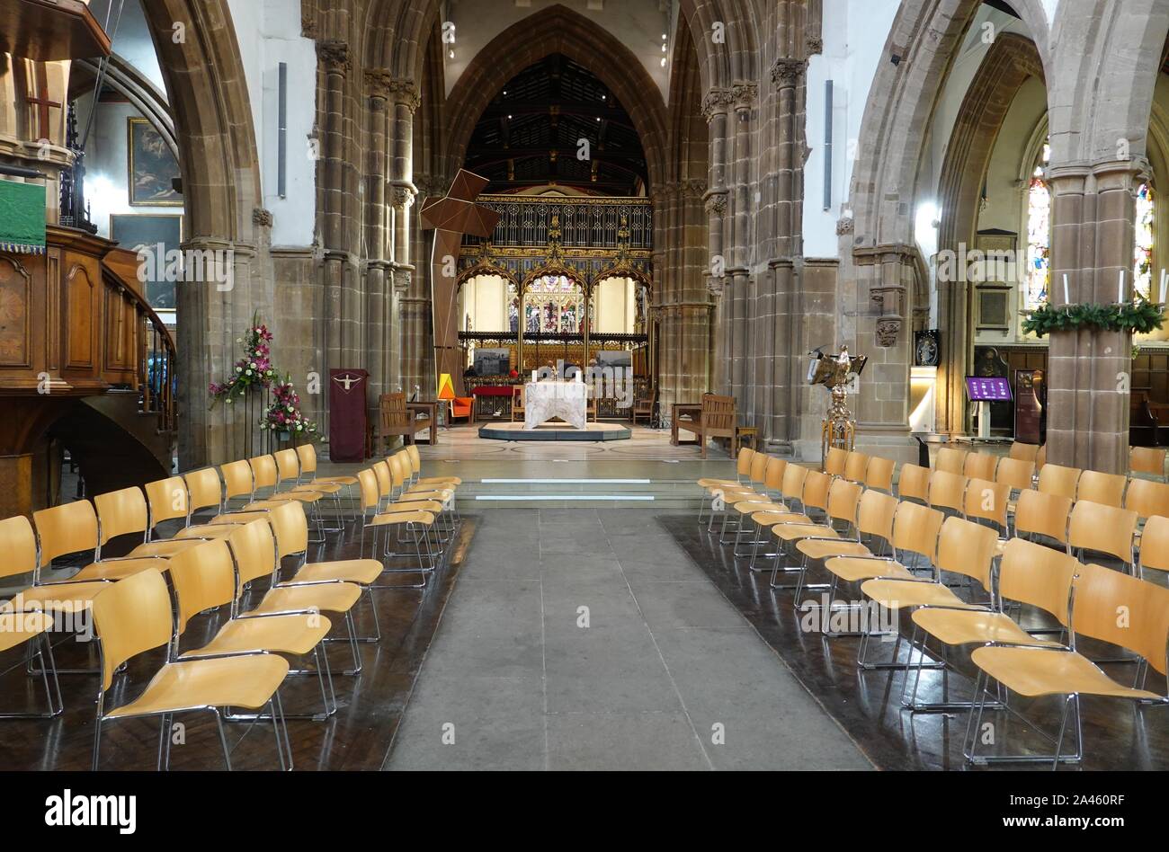 The interior of Leicester Cathedral Stock Photo Alamy